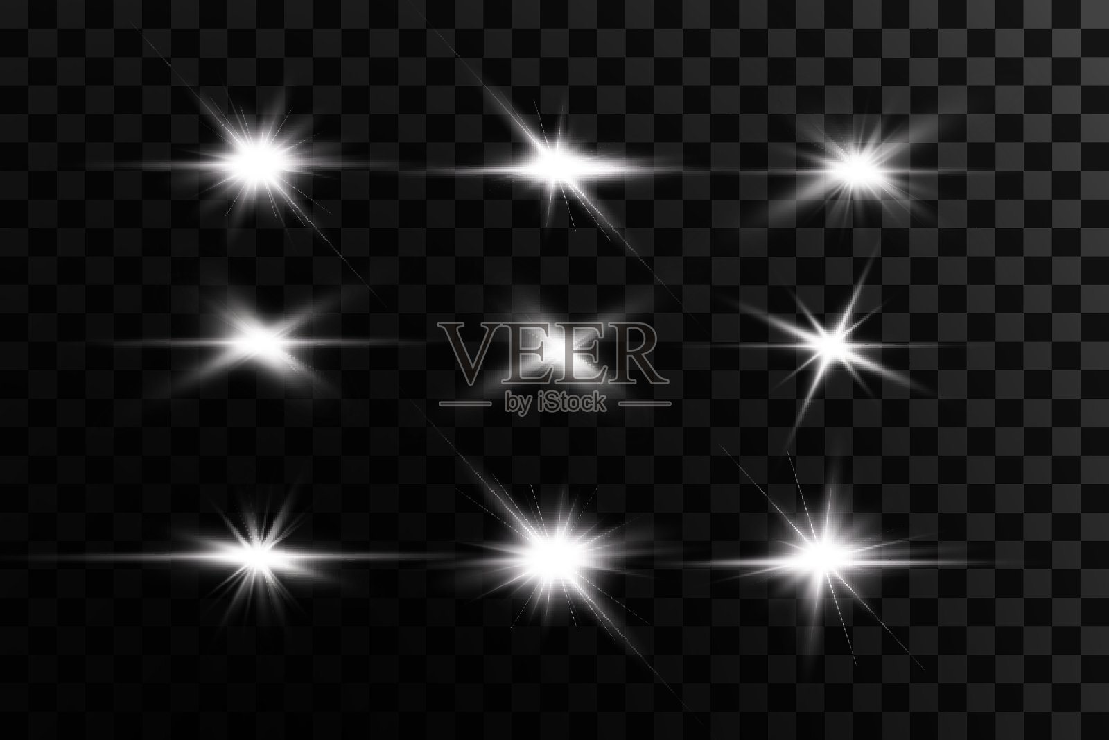 光的效果。明亮的恒星。光在透明的背景上爆炸。明亮的太阳。设计元素图片