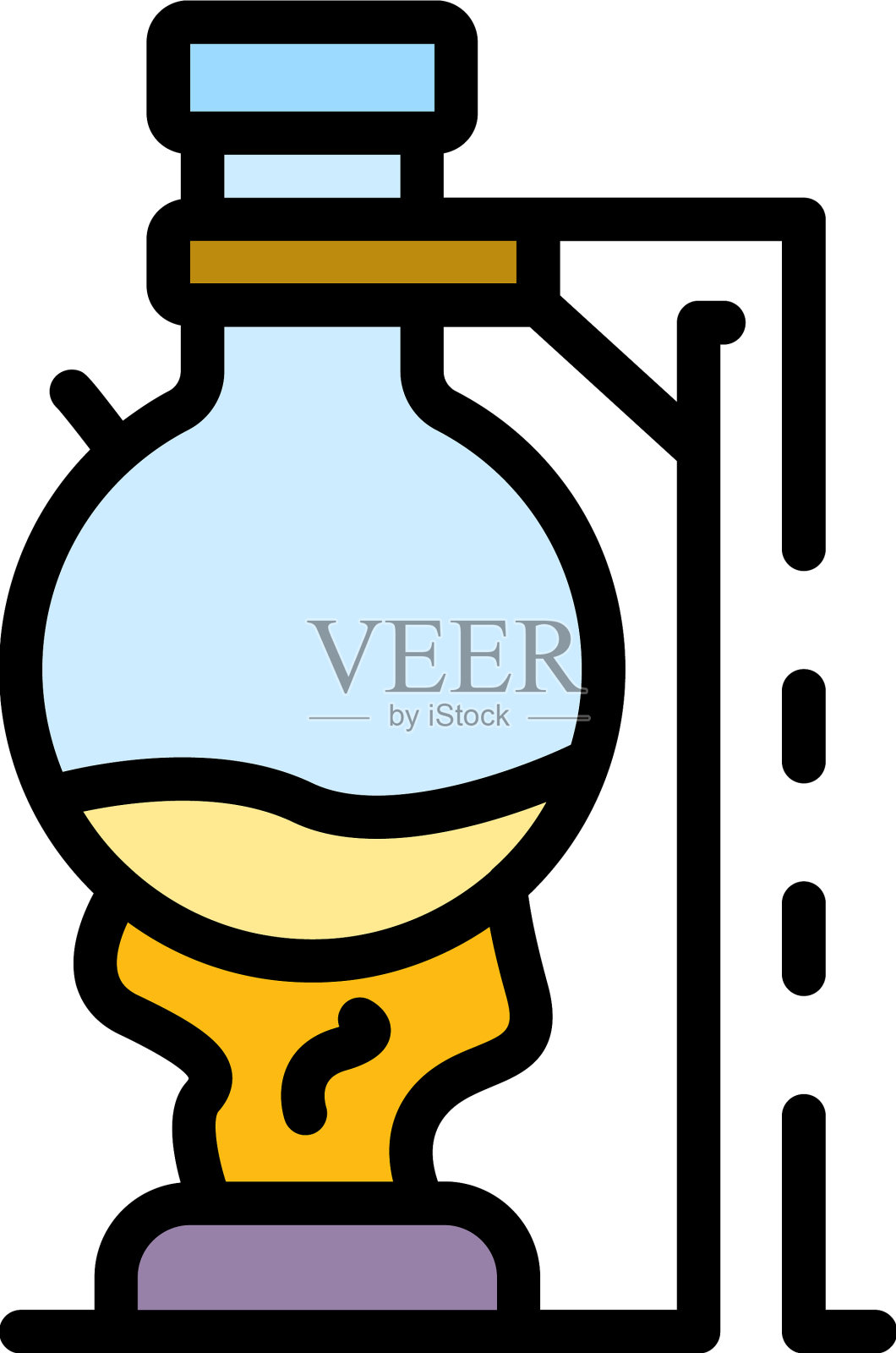 燃烧化学烧瓶图标颜色轮廓插画图片素材