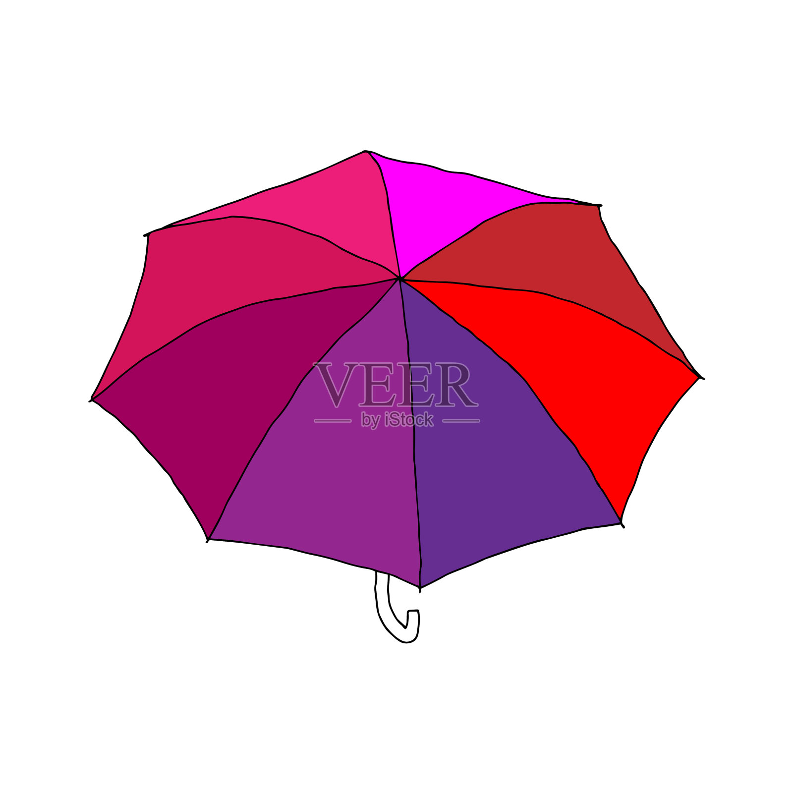 美丽的手绘时尚矢量插图彩色伞孤立在白色的背景插画图片素材