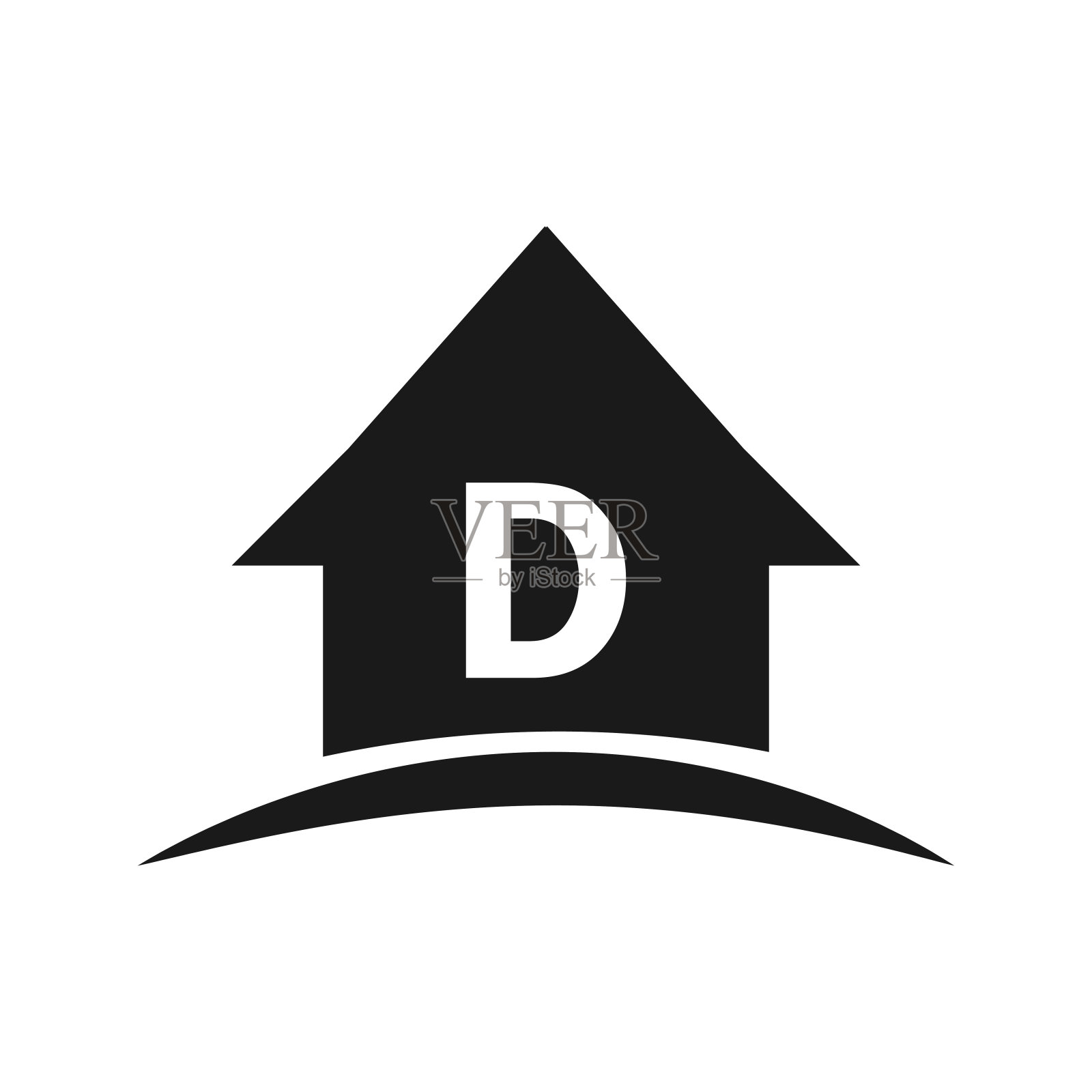 字母D房地产标志模板。首页标志D字母设计，初始地产，发展理念插画图片素材