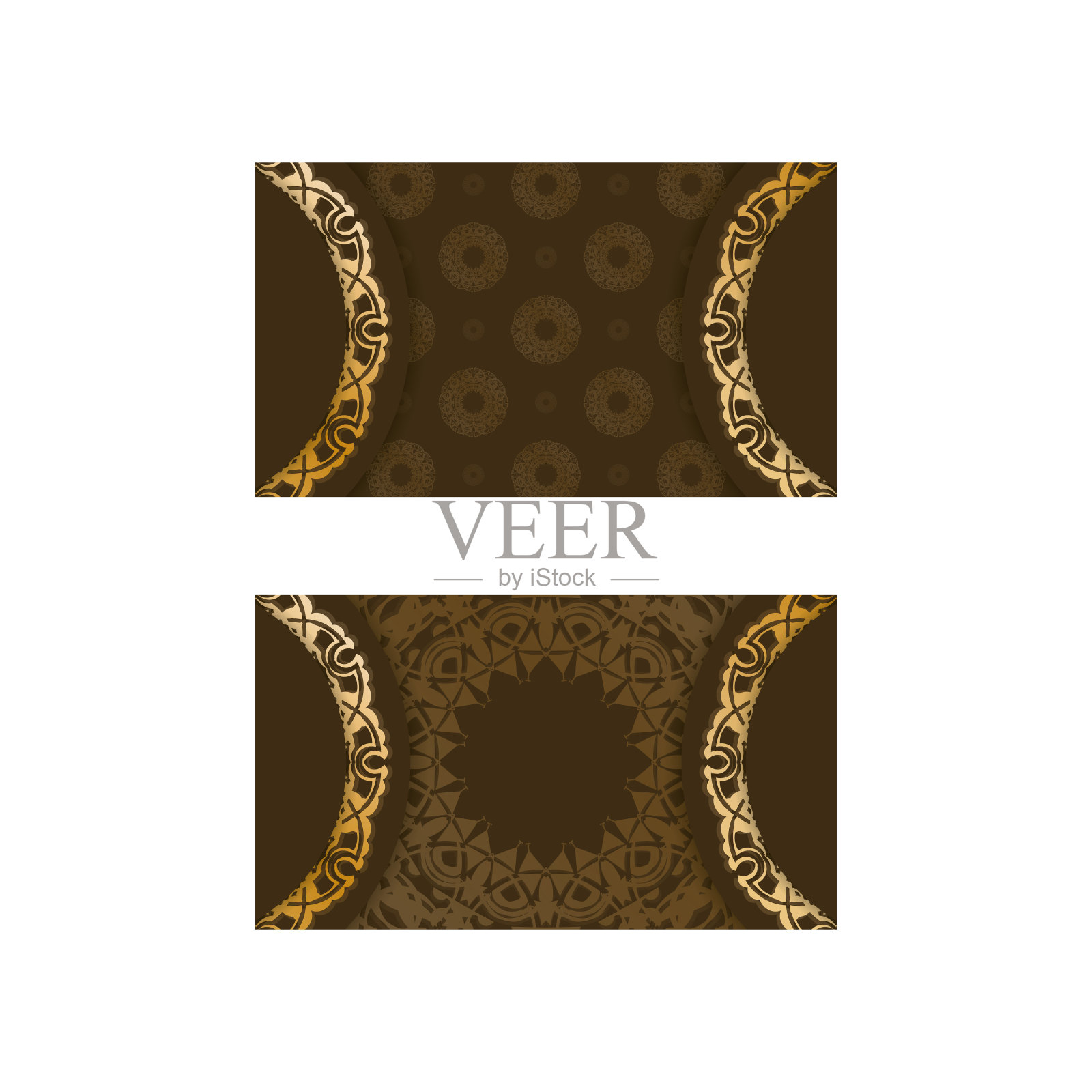 名片模板在棕色与抽象的黄金模式为您的接触。插画图片素材