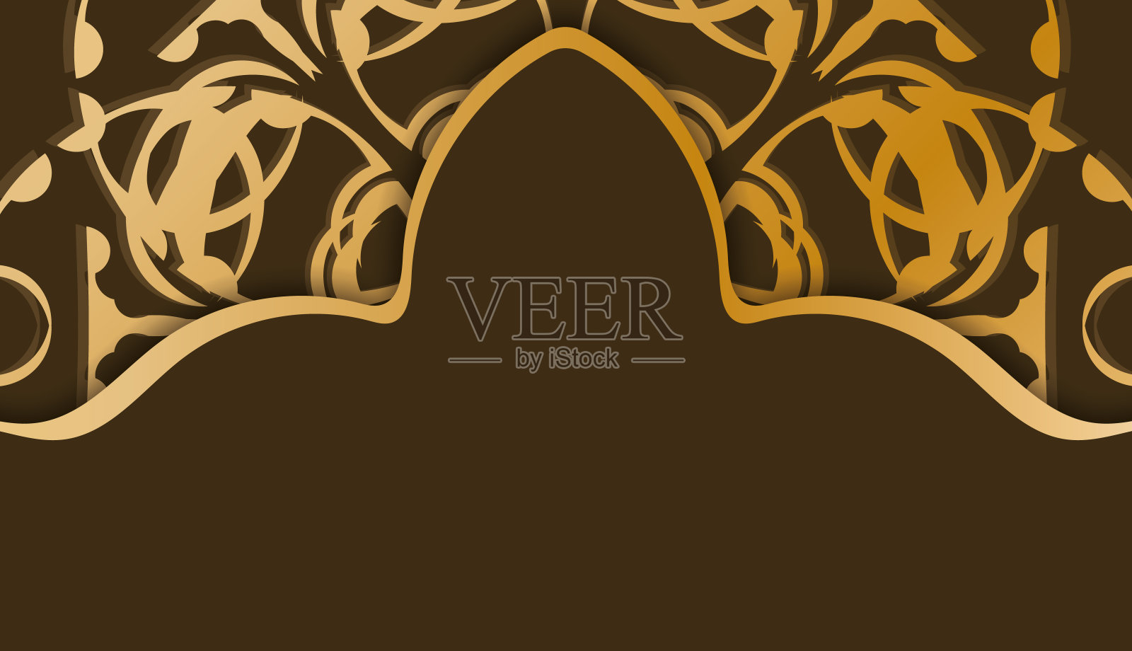 横幅的棕色与印度金装饰下的文字设计插画图片素材