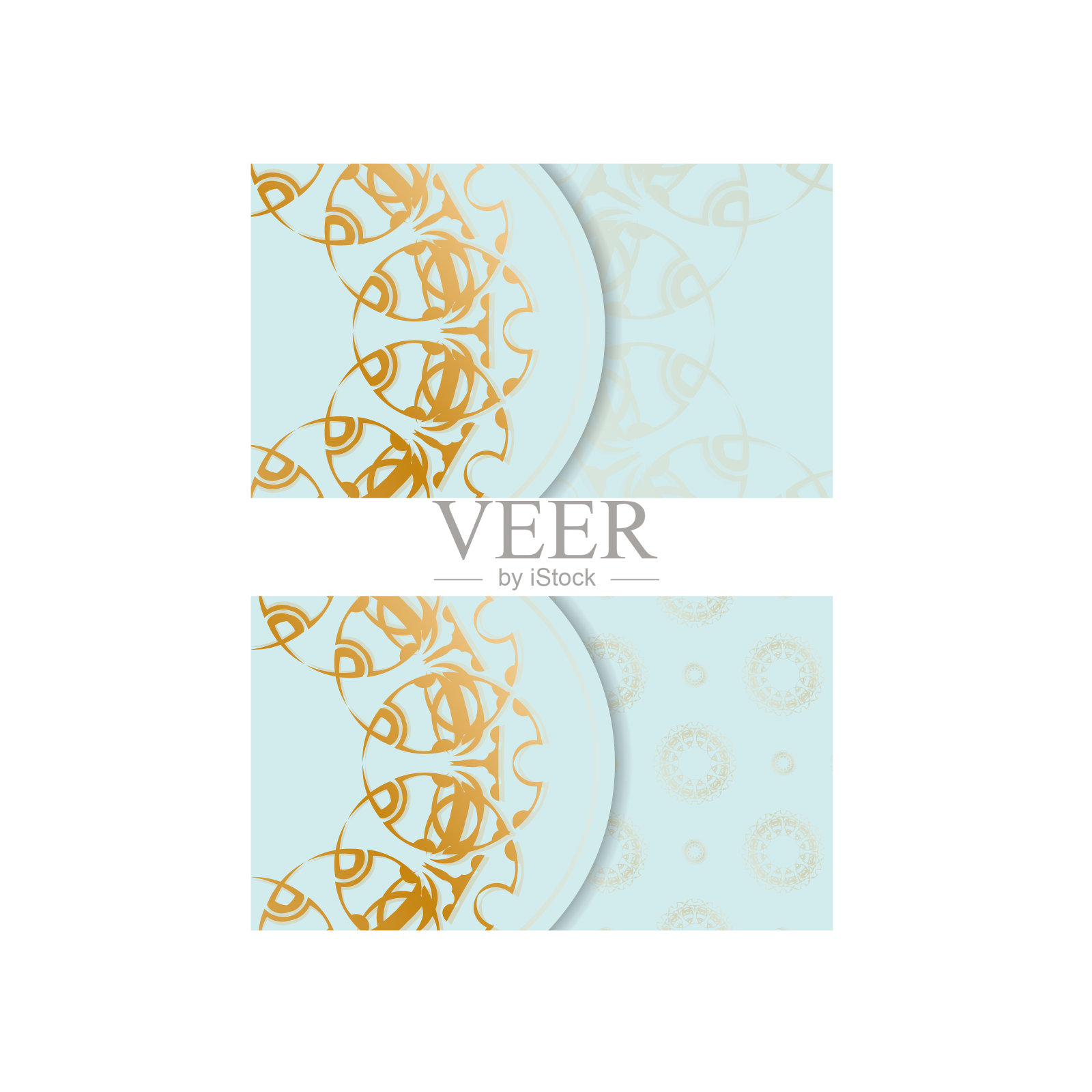 名片在海蓝宝石的颜色与豪华的黄金模式为您的接触。插画图片素材