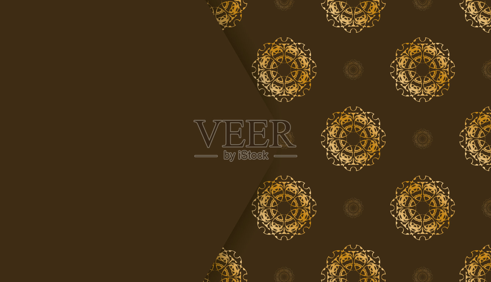 棕色旗帜与印度黄金图案和标志空间插画图片素材