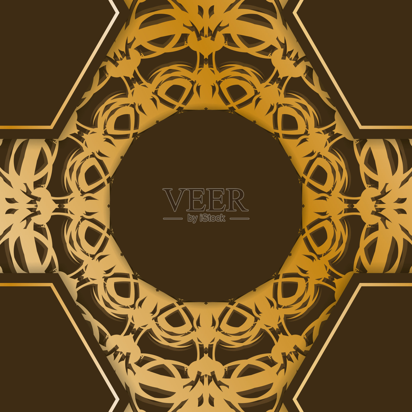 祝贺你，棕色带有抽象金色图案的明信片。插画图片素材