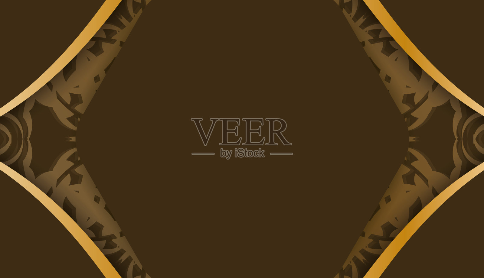 背景在棕色与曼荼罗金色图案的设计下您的标志插画图片素材