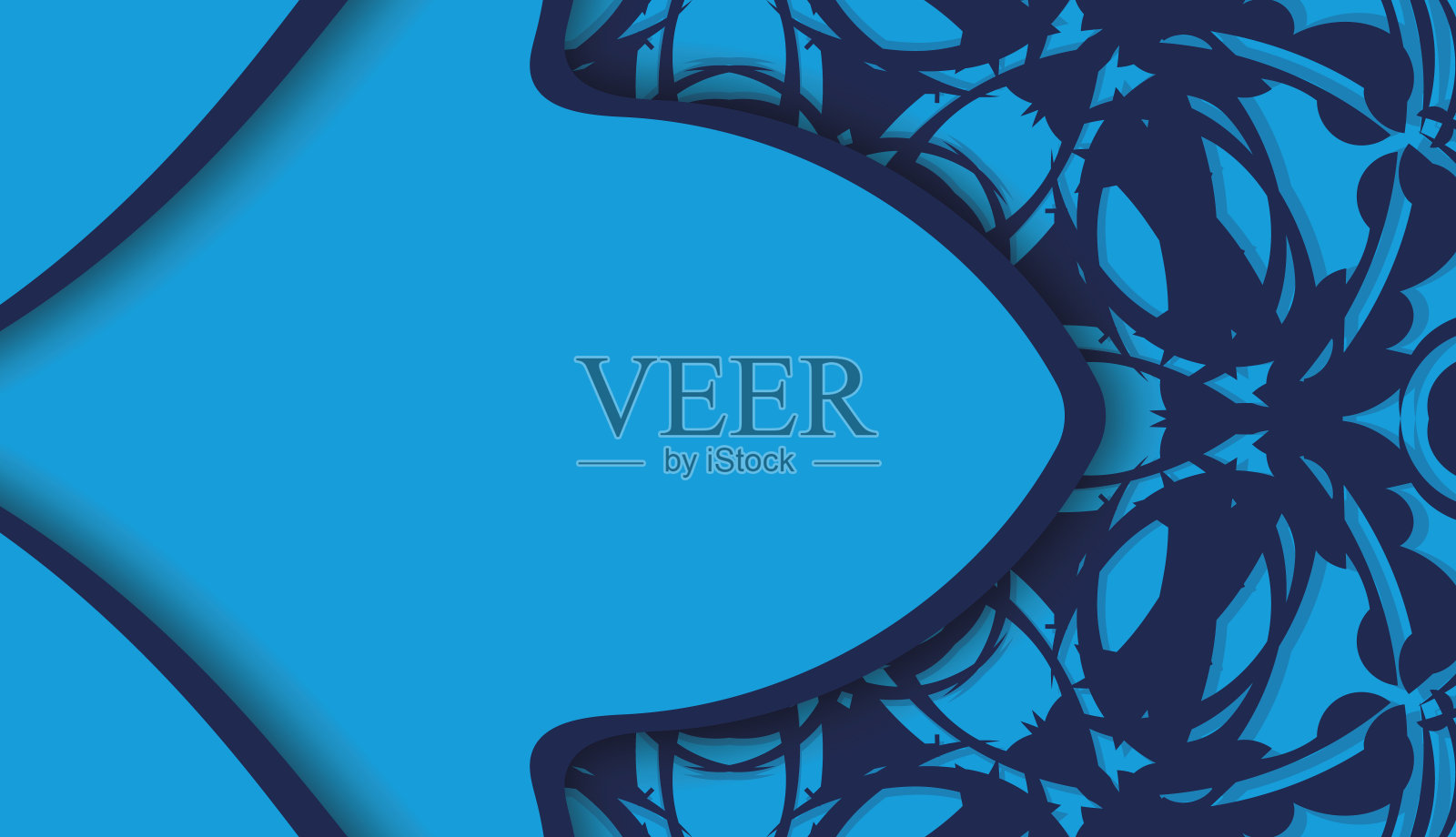 条幅的蓝色与希腊图案的设计下你的标志或文字插画图片素材