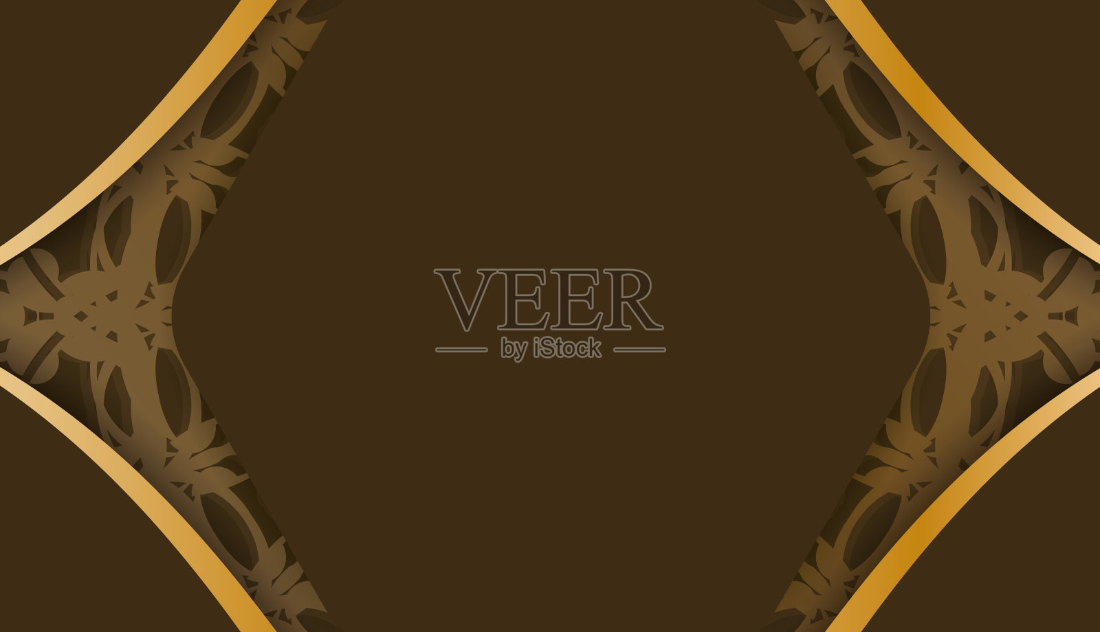 棕色旗帜与印度黄金饰品和空间为您的标志或文本插画图片素材