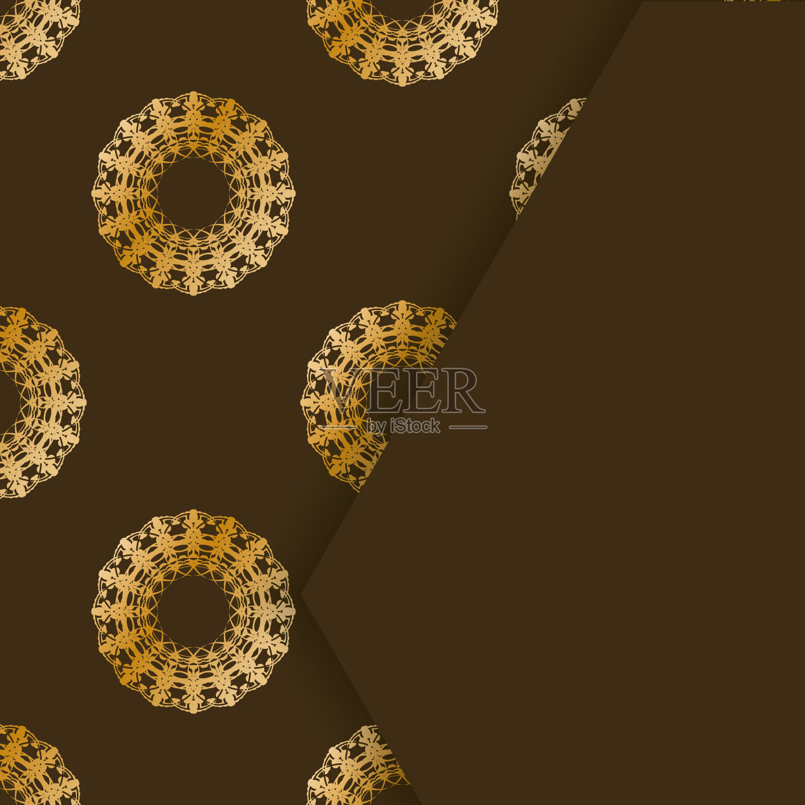 棕色印有曼荼罗金色图案的小册子，祝贺你。插画图片素材