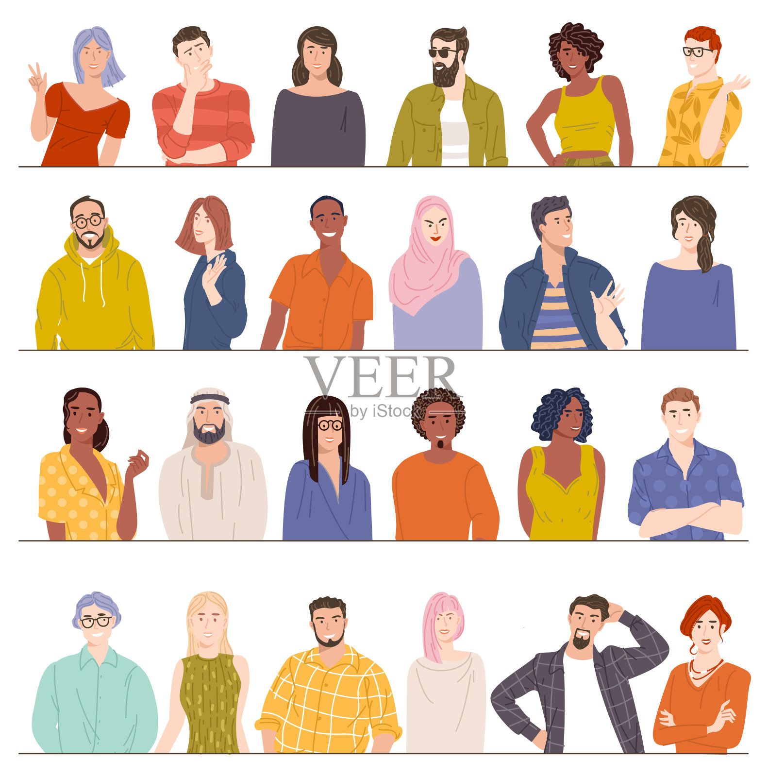 多元化业务团队的化身插画图片素材