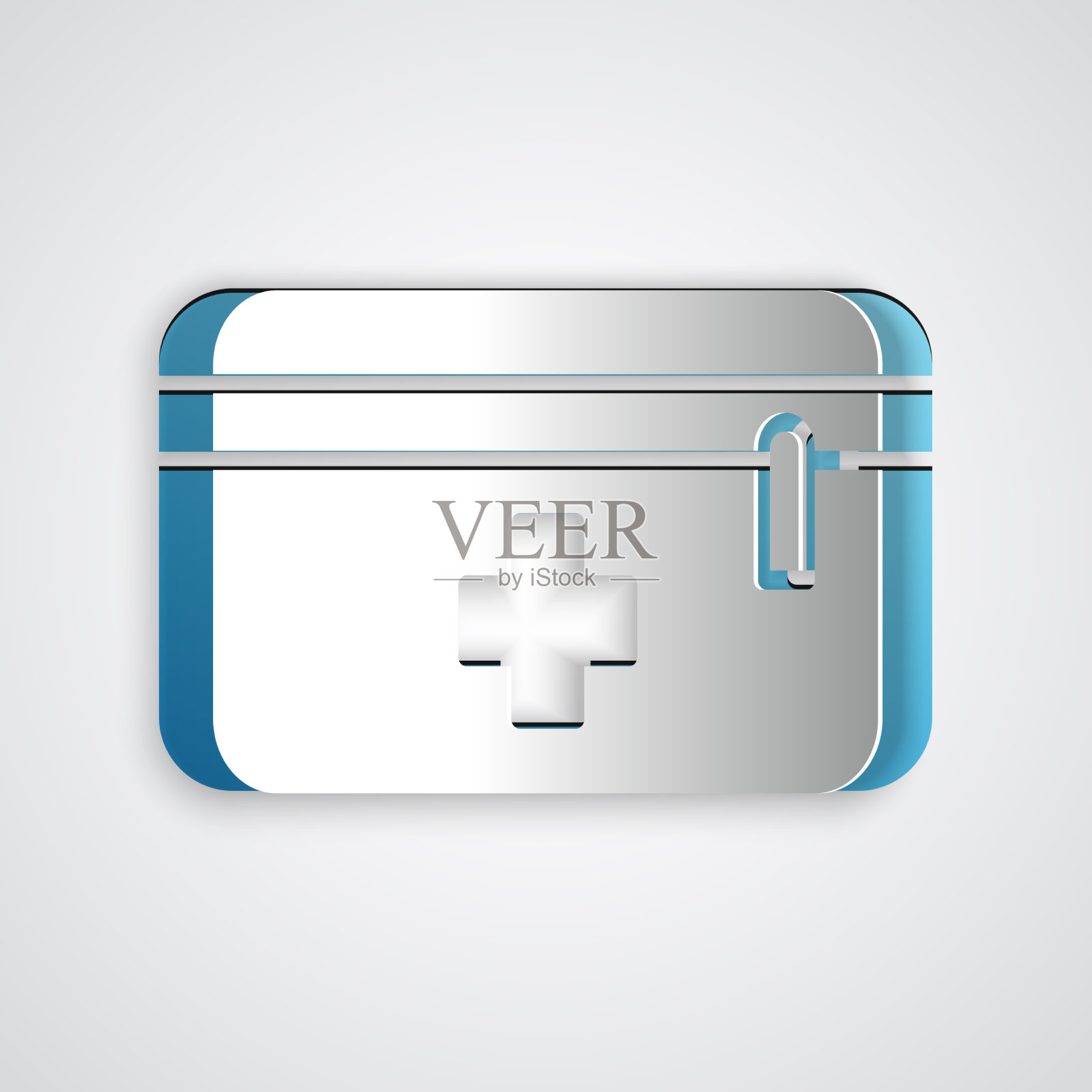 纸割伤的急救箱图标孤立在灰色插画图片素材