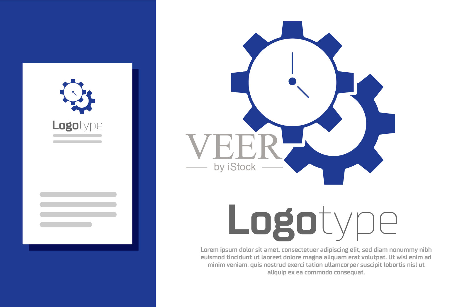 蓝色的时间管理图标隔离在白色插画图片素材