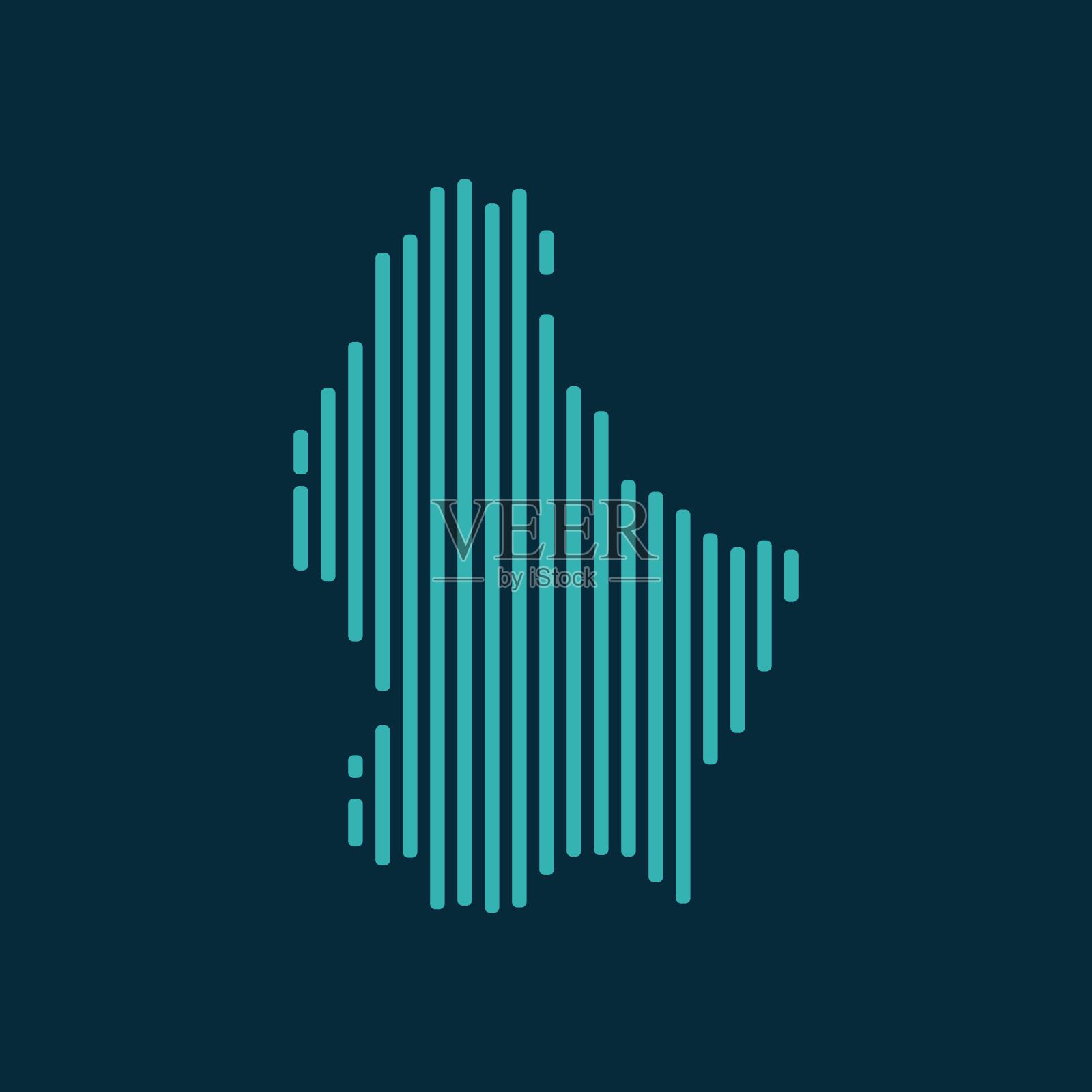 向量抽象的卢森堡地图与蓝色直圆线孤立在靛蓝色的背景。插画图片素材