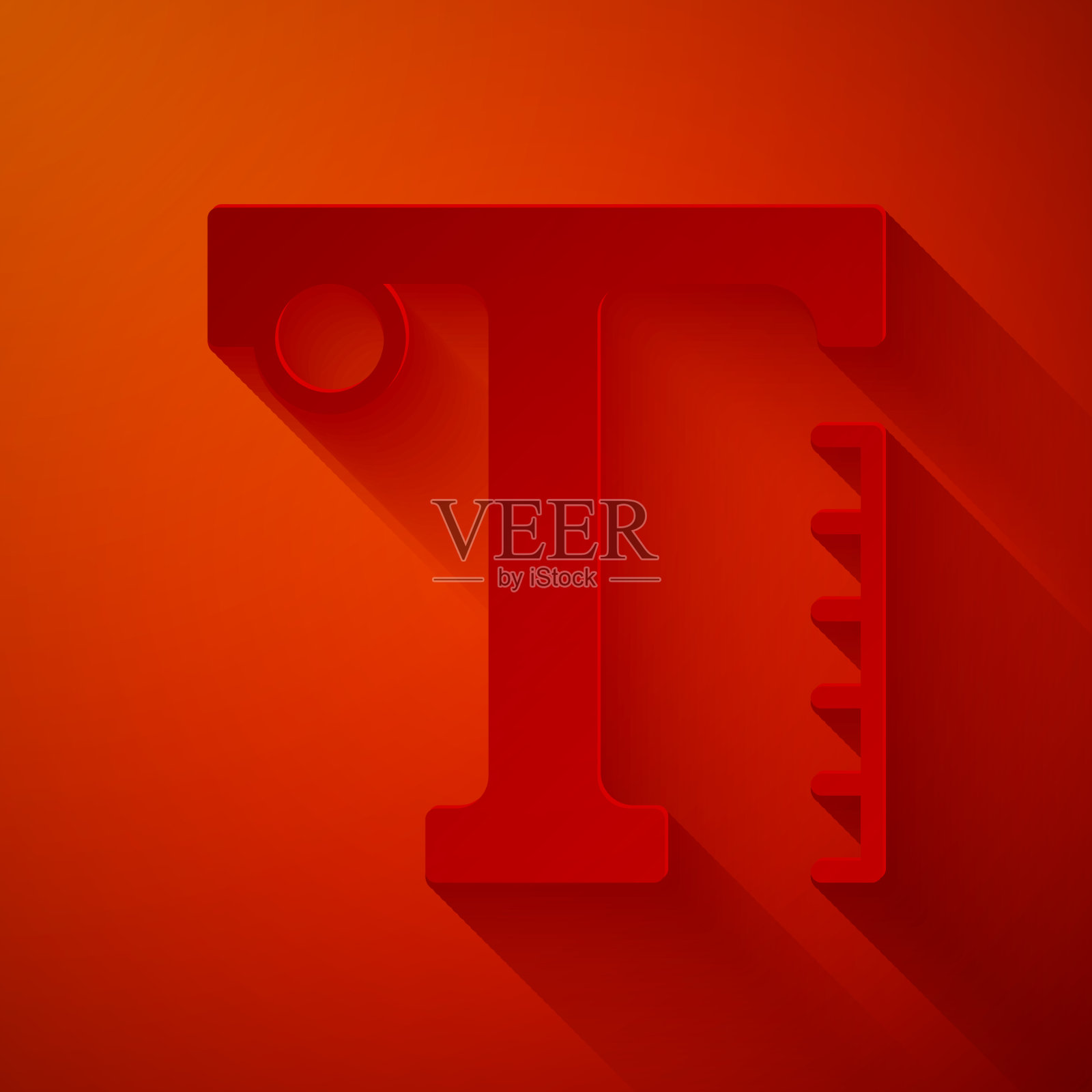 剪纸文字图标孤立的红色背景插画图片素材