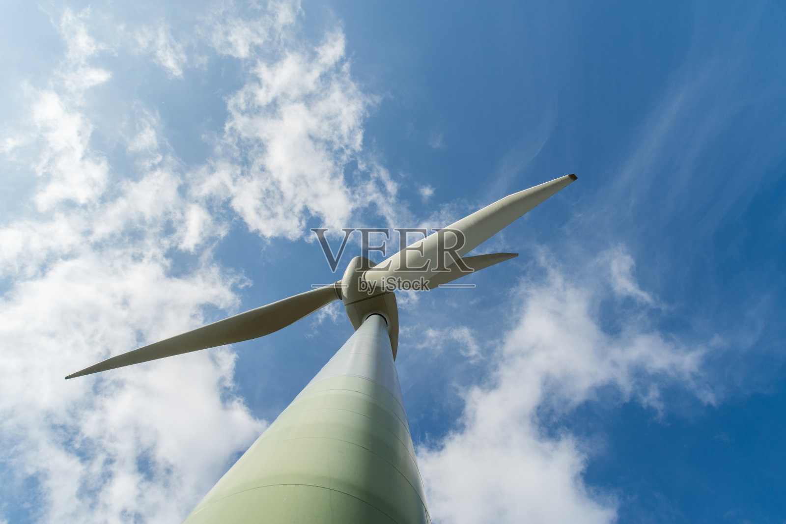 风力发电，蓝天白云，绿色能源照片摄影图片