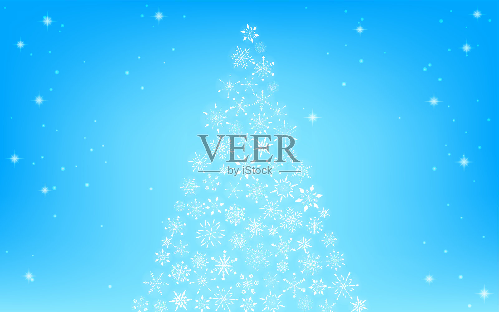 雪花圣诞树和闪闪发光的背景插画图片素材