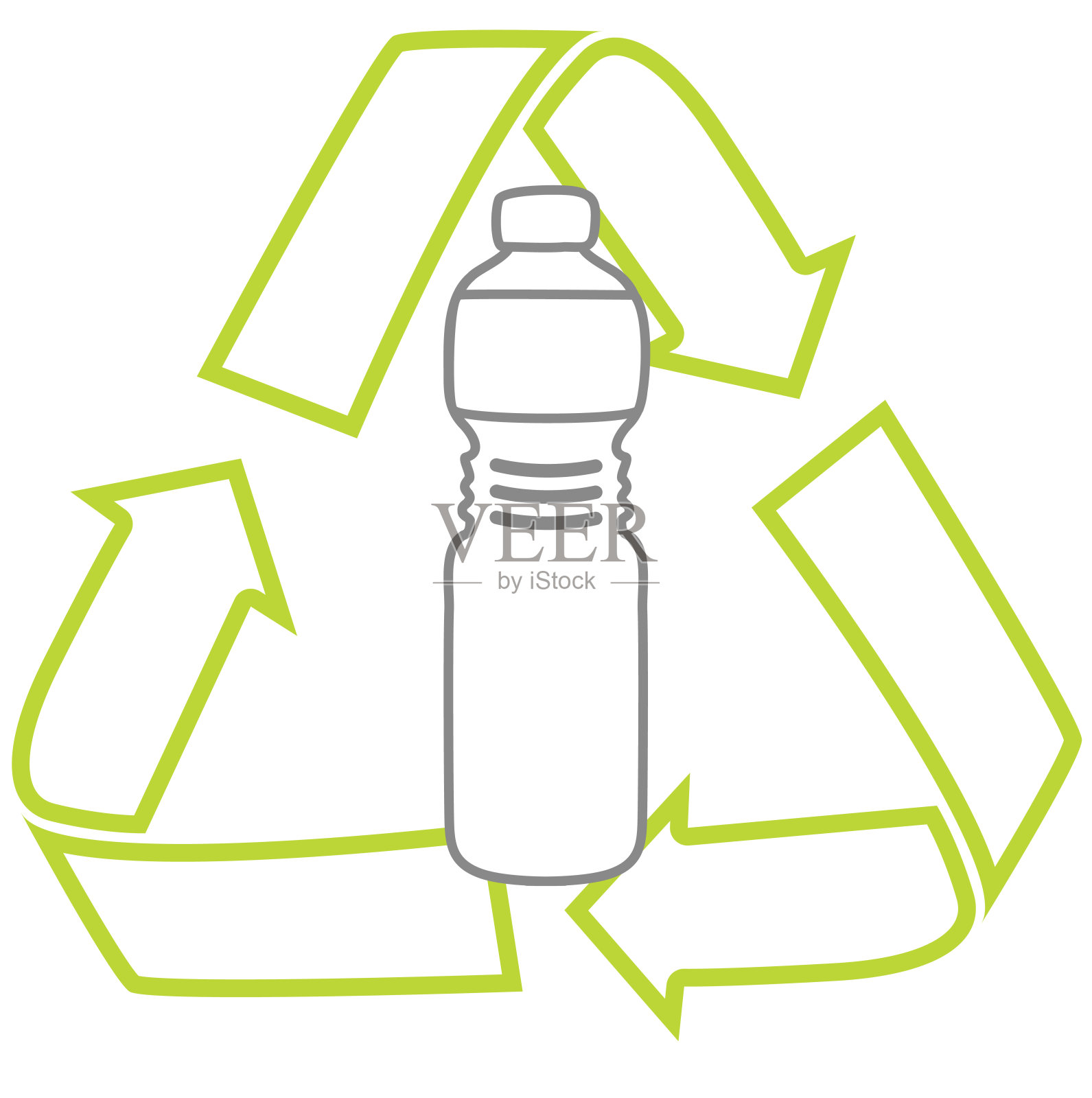 这幅插图描绘了一个鼓励回收塑料瓶的图标。插画图片素材