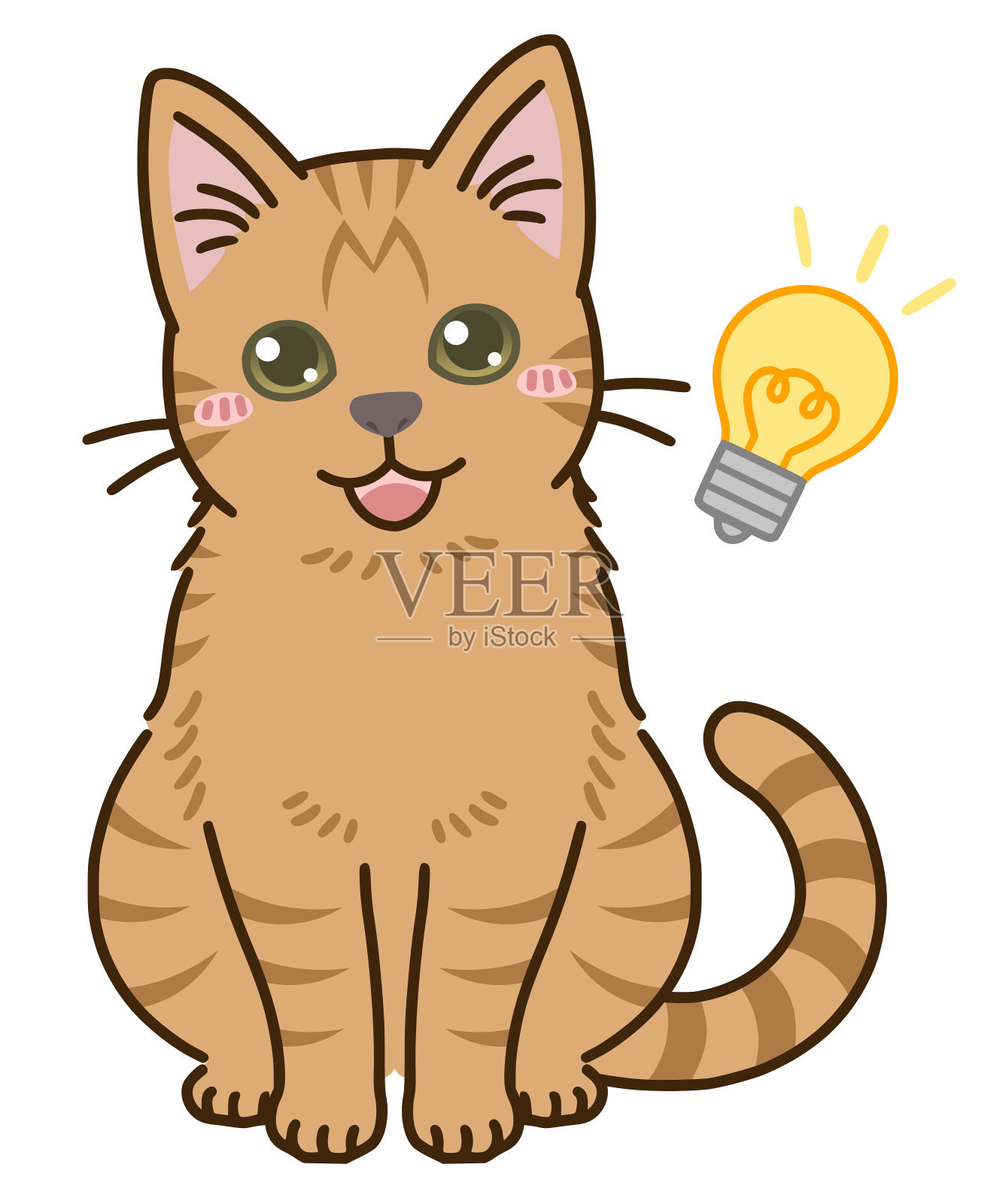 红色的虎斑猫插画图片素材