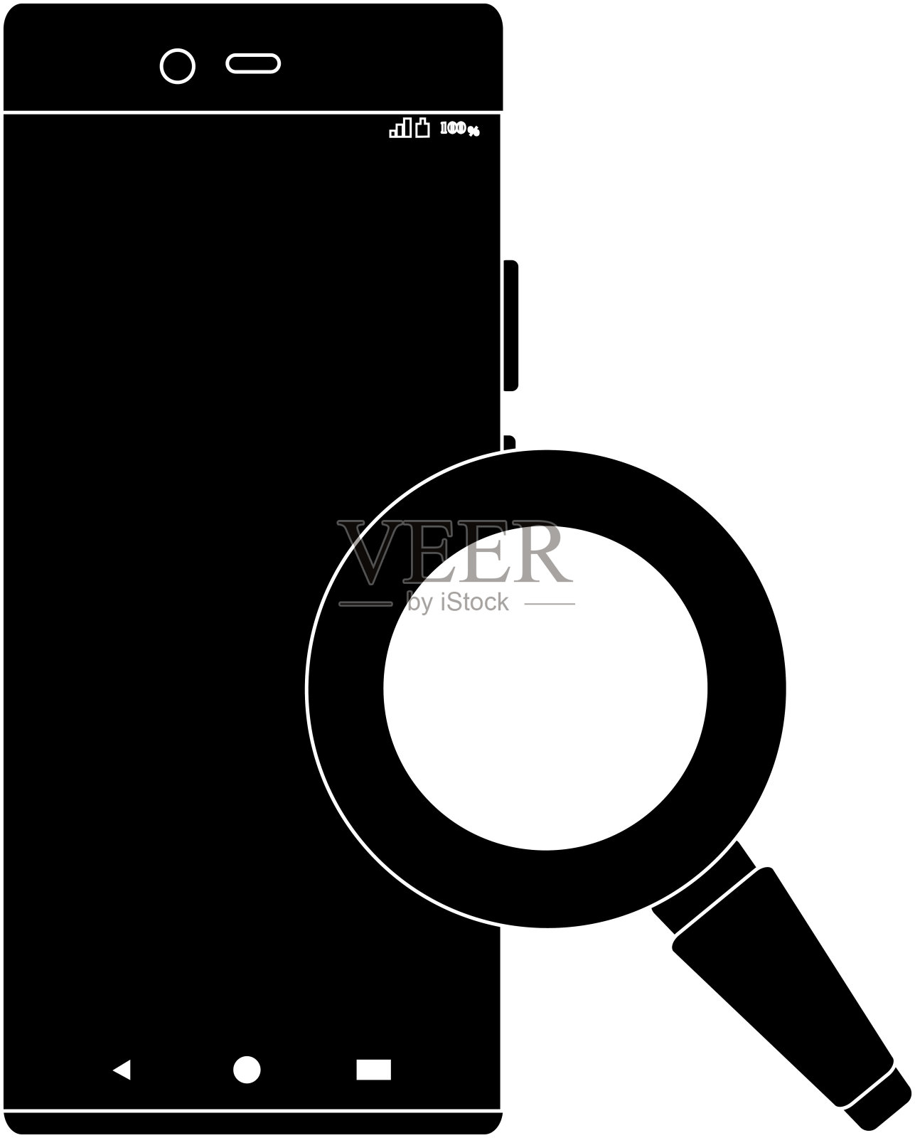 智能手机上的“剪影”图像插画图片素材