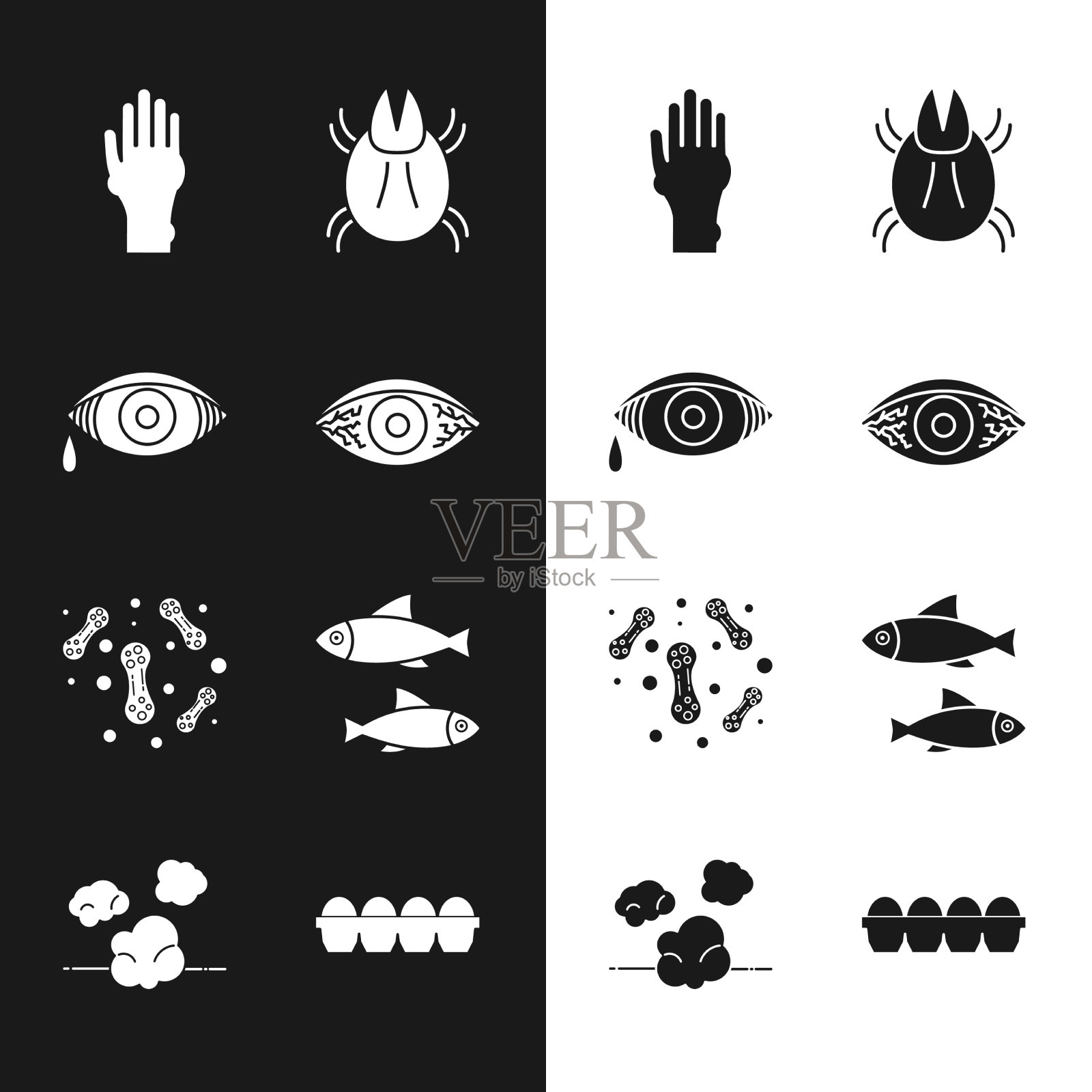 集红眼过敏性结膜炎手用图标素材