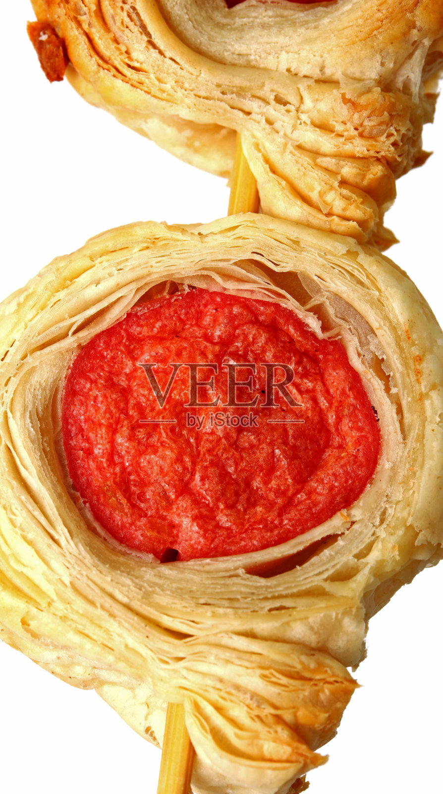 特写香肠糕点孤立在白色背景照片摄影图片