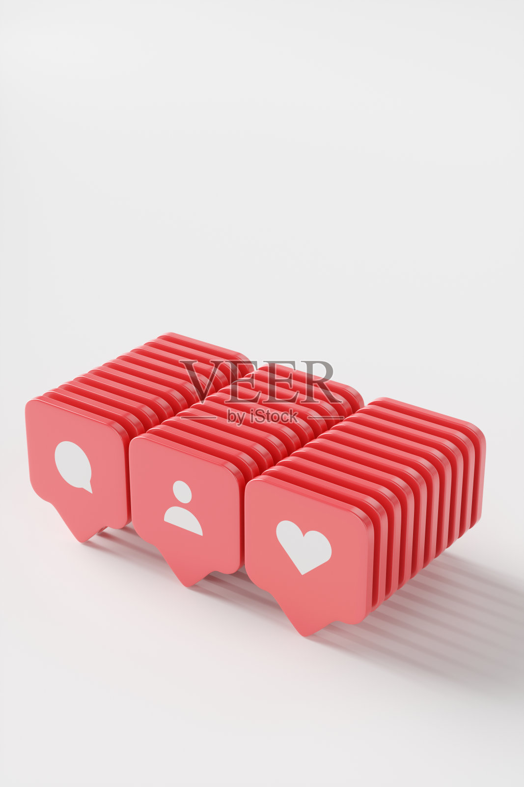 白色背景上的一群红色的喜欢。照片摄影图片