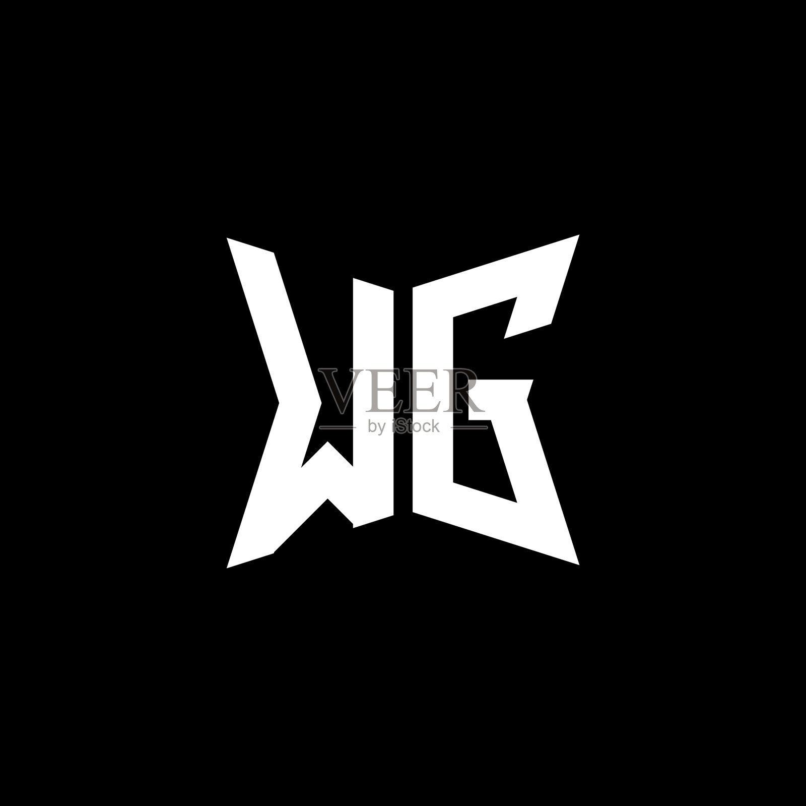 Wg徽标字母组合几何形状风格插画图片素材