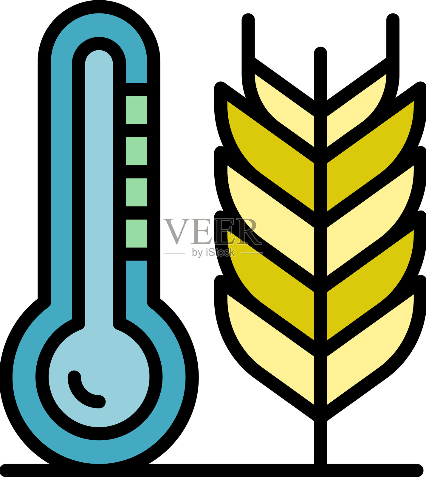智能植物温度图标颜色轮廓插画图片素材