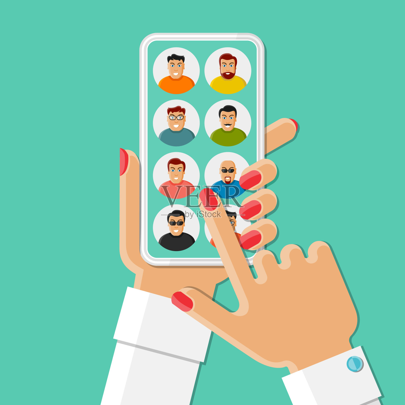 手机交友应用插画图片素材