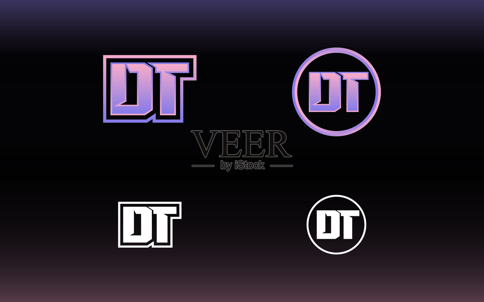 首字母DT标志，颜色鲜艳，适用于E类运动队等插画图片素材