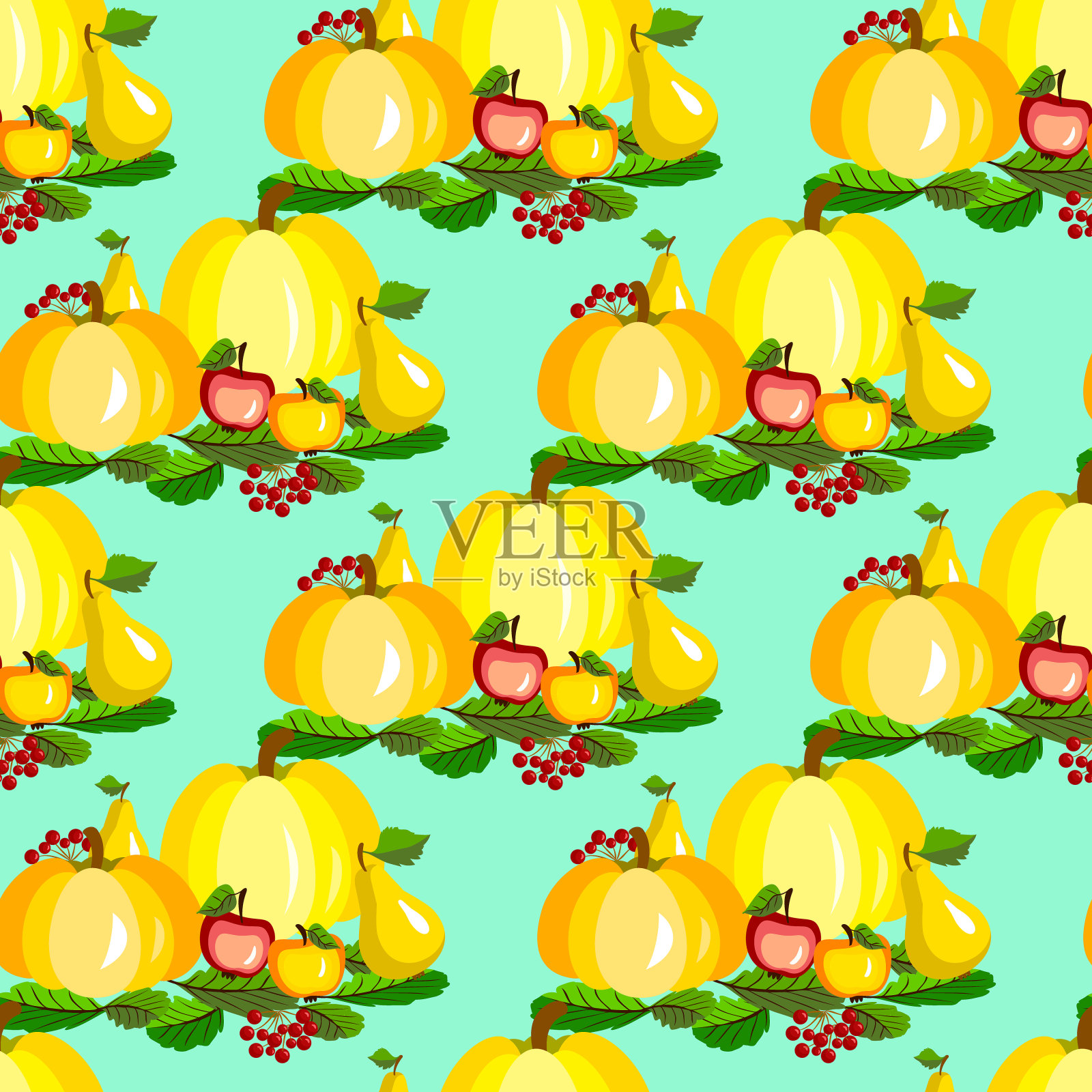 矢量秋果无缝图案。插画图片素材