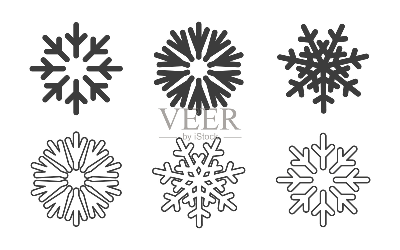 不同的雪花图标。圣诞元素。现代扁平式雪花。矢量图插画图片素材