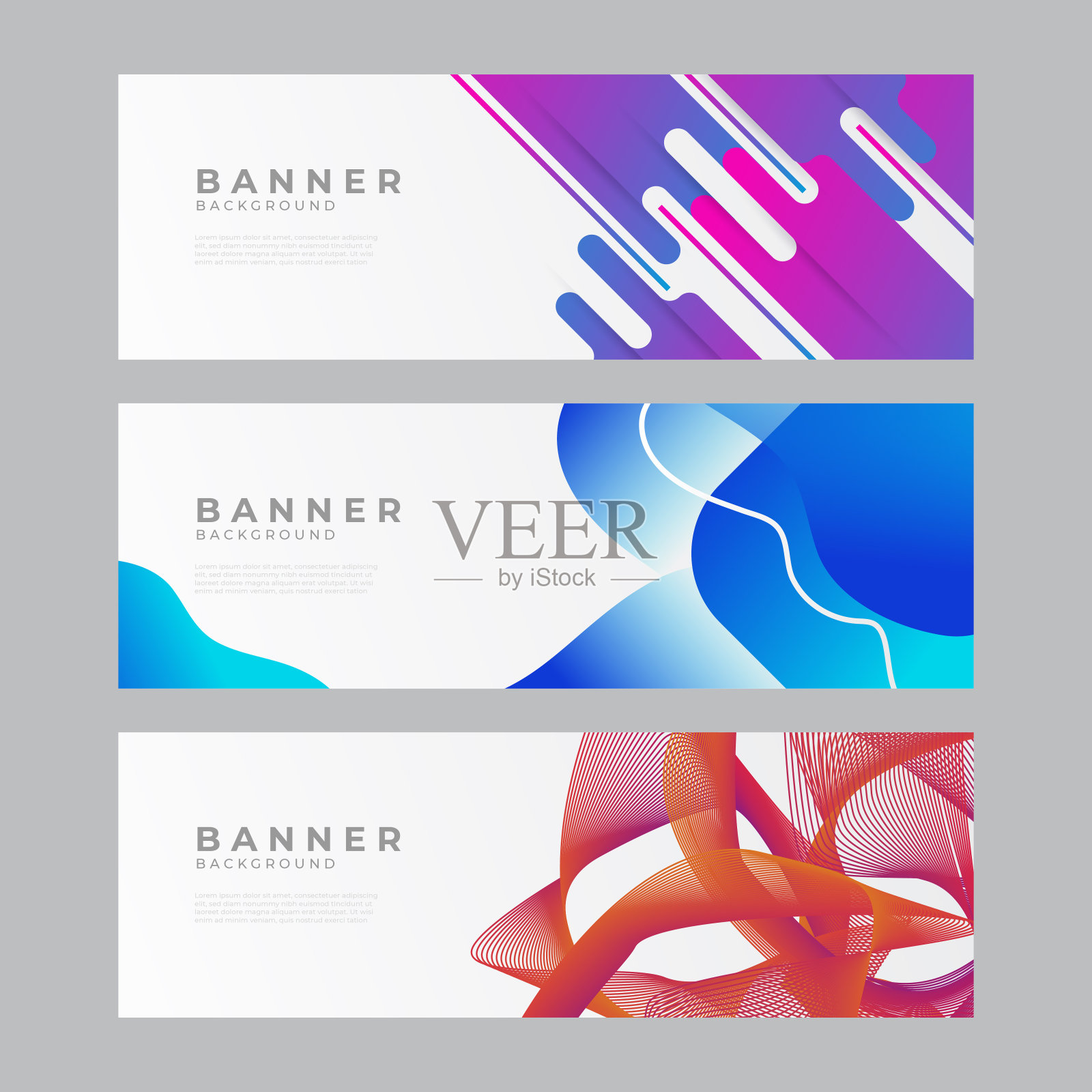 摘要现代水平网页横幅设计模板的背景。矢量抽象图形图案背景模板。插画图片素材