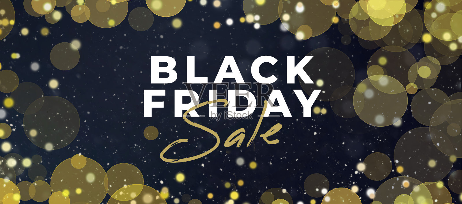黑色星期五销售营销横幅插图模板设计网站，电子邮件和网上购物广告，黑色星期五销售信件横幅设计横向模板金色散景灯在黑色背景照片摄影图片