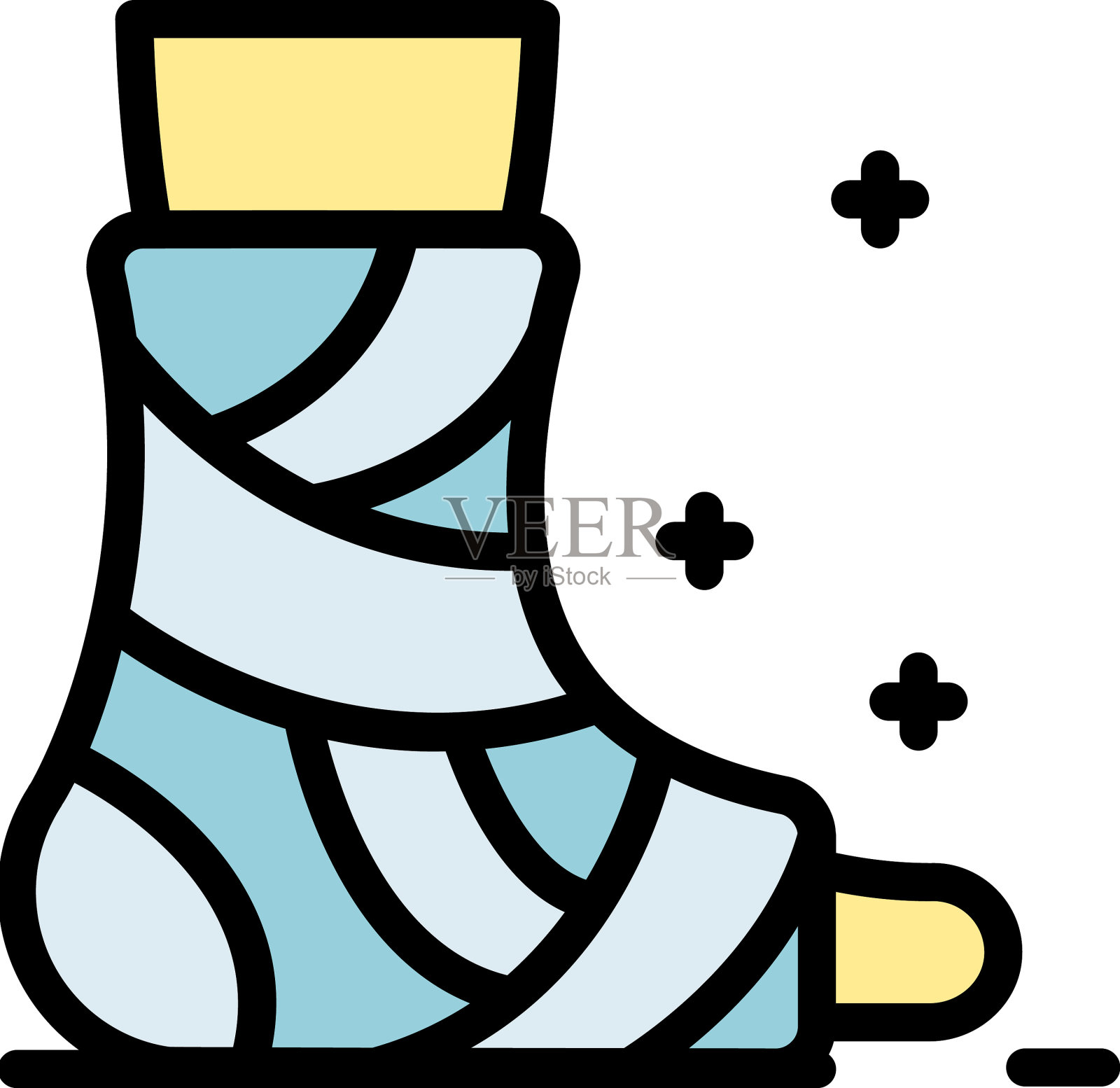 石膏腿图标颜色轮廓插画图片素材