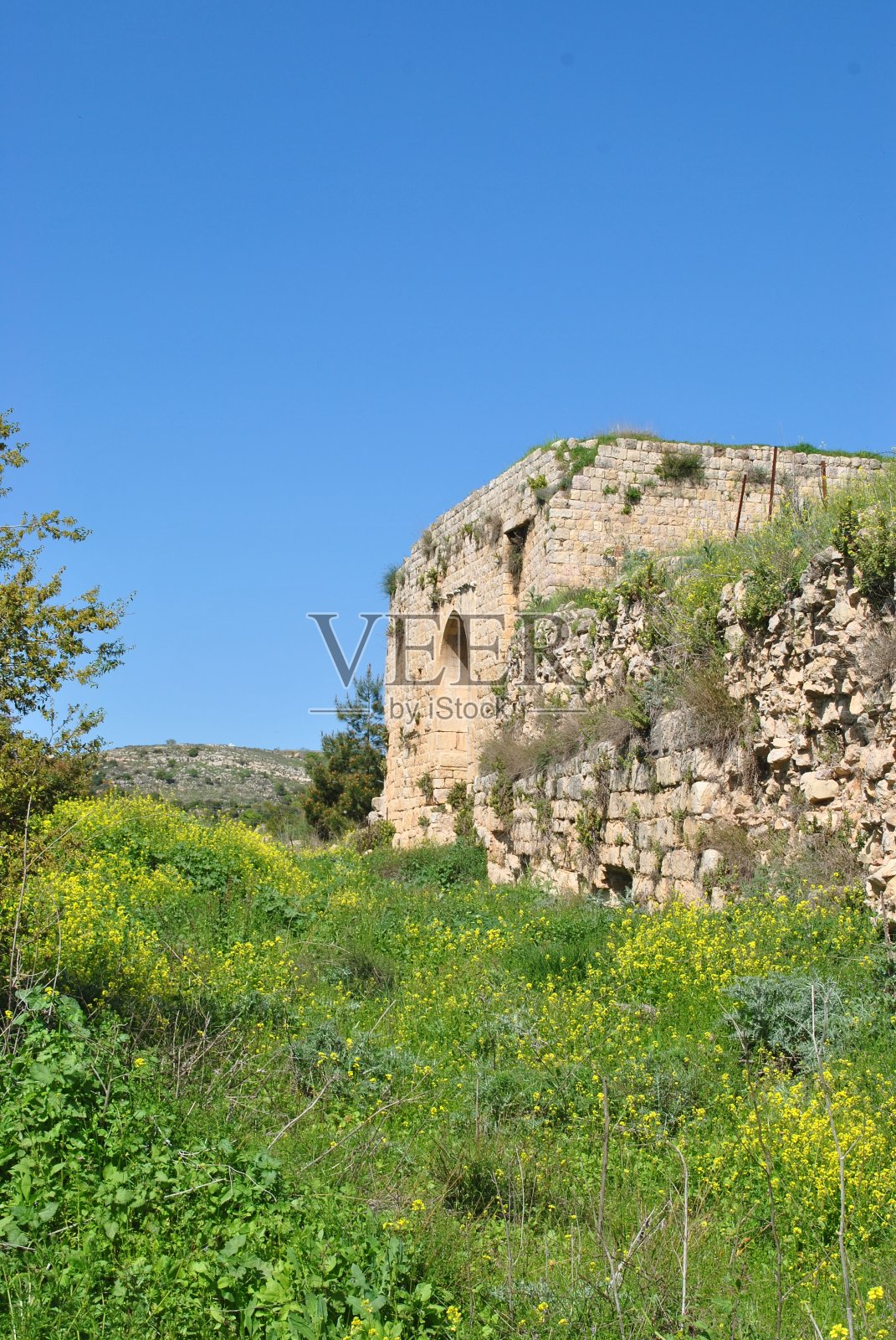 十字军堡垒Chateau Neuf - Metsudat Hunin的遗址照片摄影图片