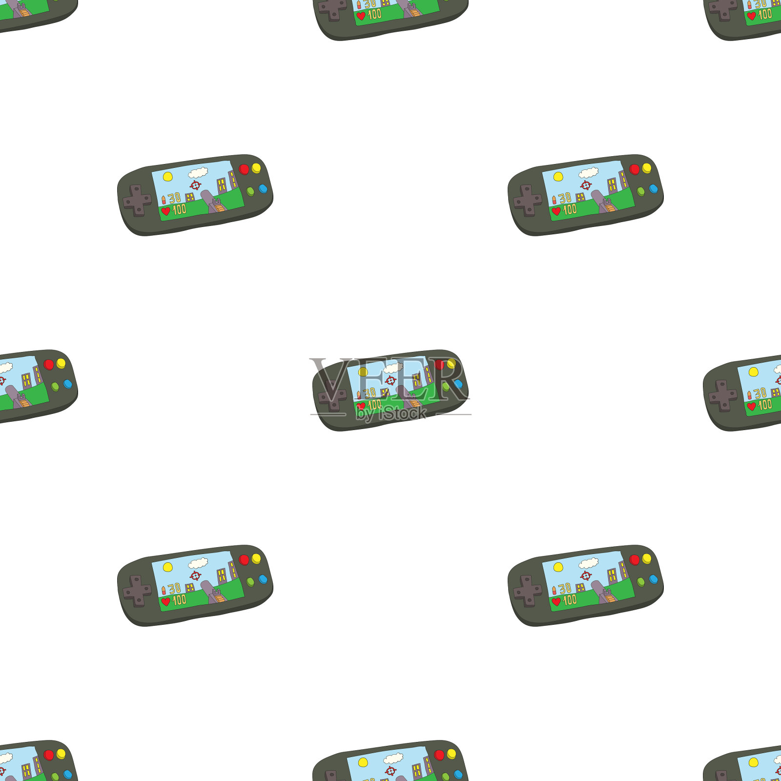 手机游戏主机模式无缝衔接插画图片素材