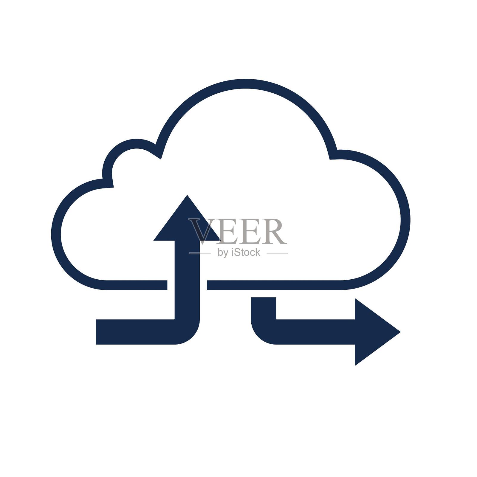 icon云端传输云上传云下载图标设计元素图片