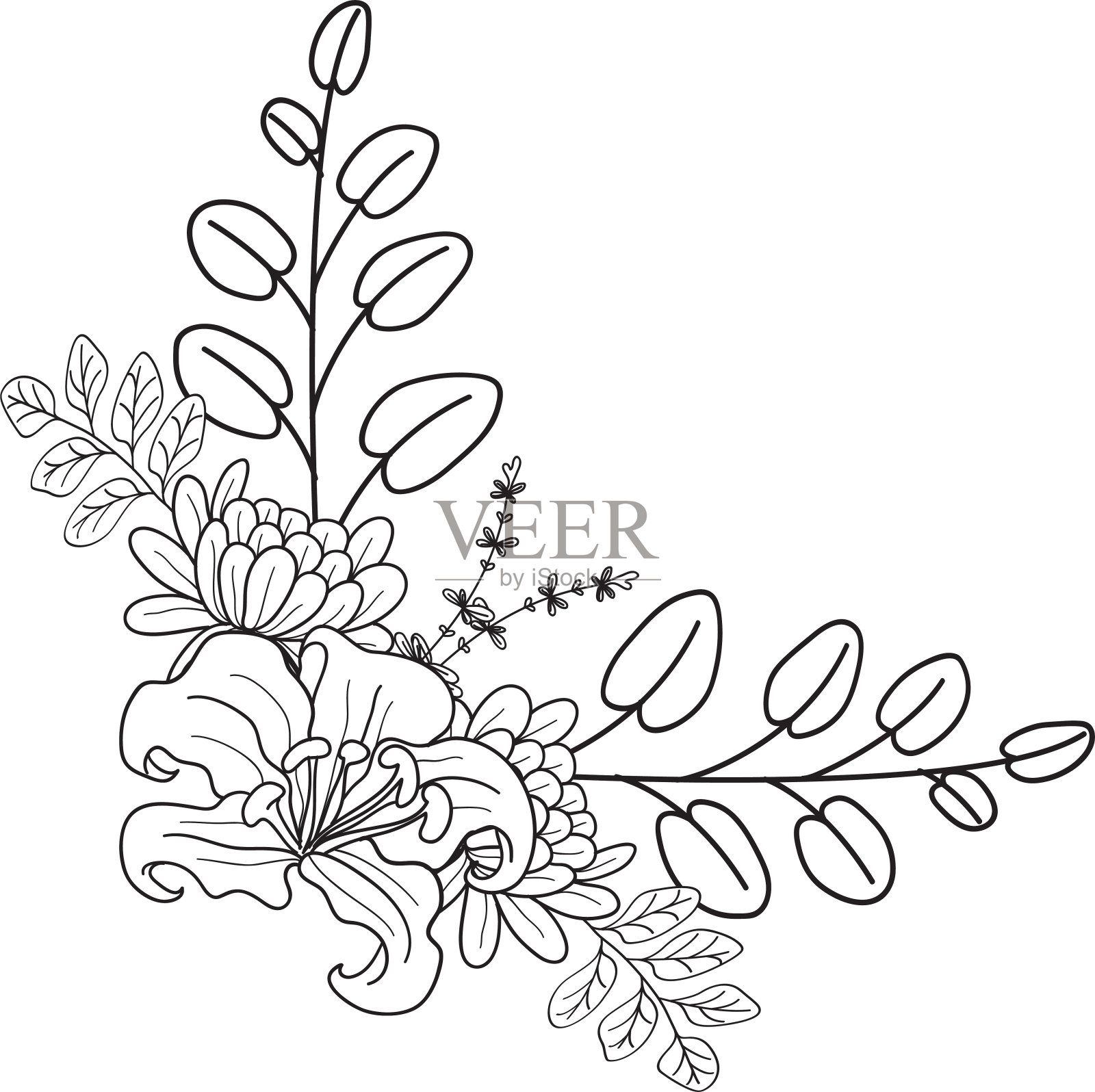 花圈植物安排装饰装饰品保存日期邀请插画图片素材