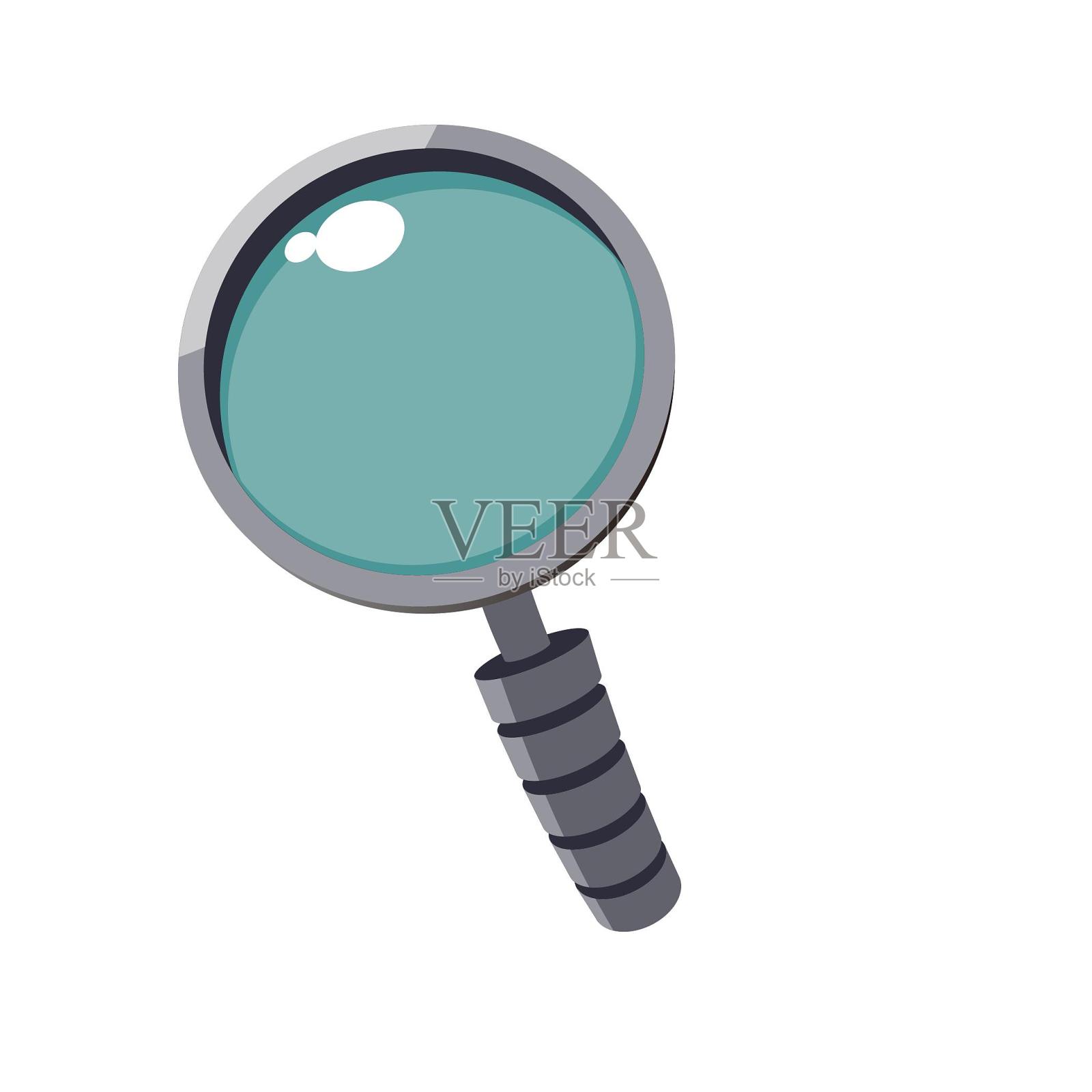 放大镜镜片聚透镜卡通扁平设计元素图片