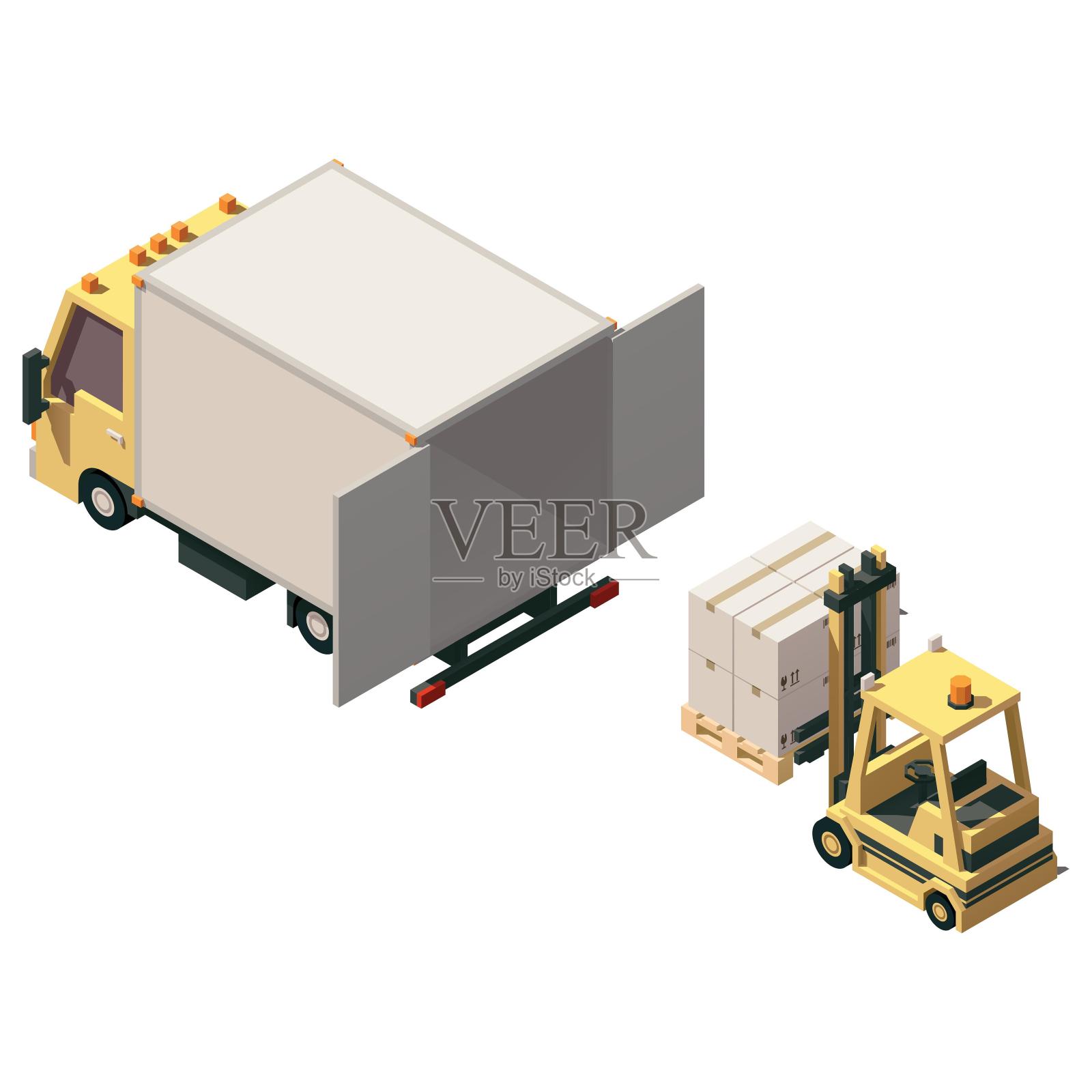 货运车装货卡通设计元素图片