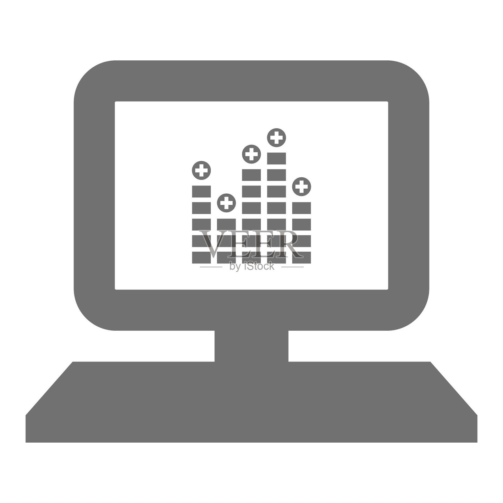 电脑表格数据灰色简约扁平卡通设计元素图片