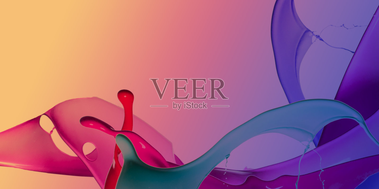 多彩泼水水花水波纹插画图片素材