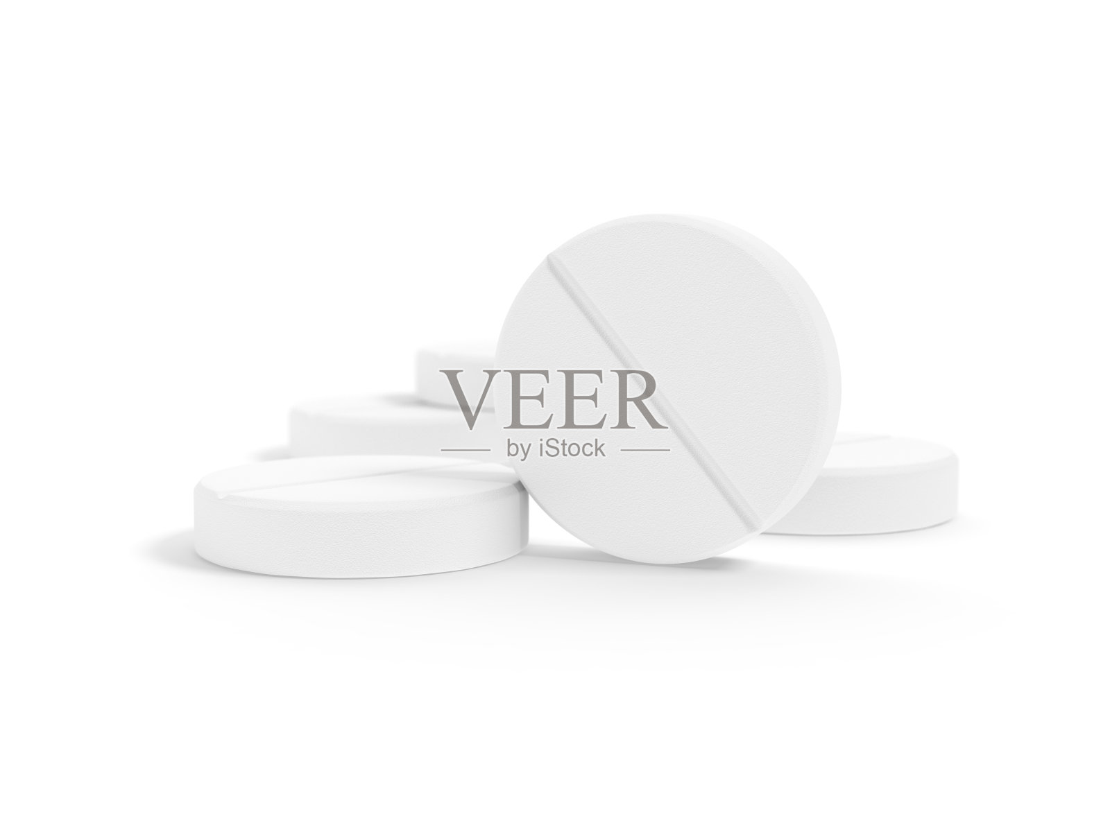 白色药丸在白色背景上分离。照片摄影图片