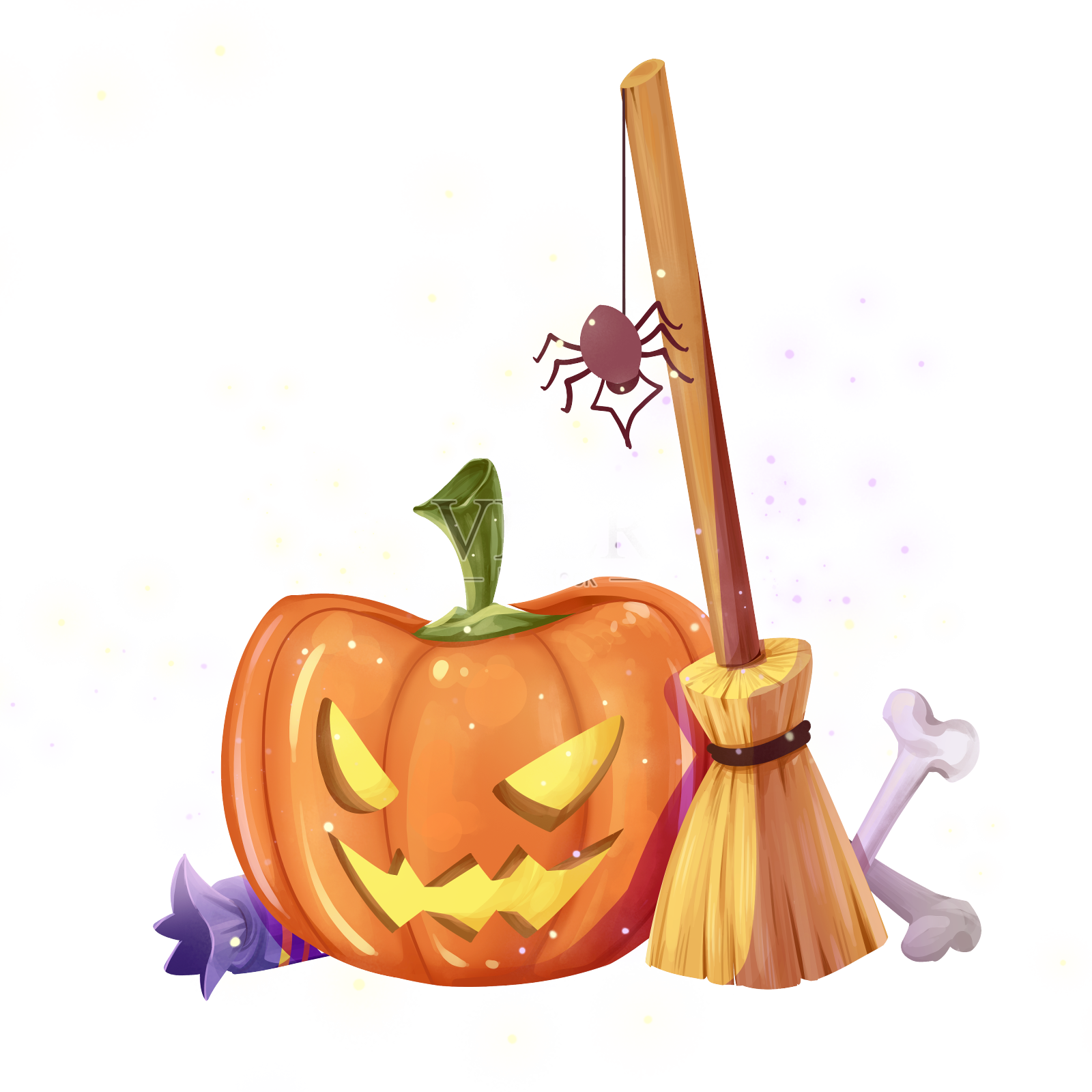 万圣节卡通南瓜和糖果PNG素材设计元素图片