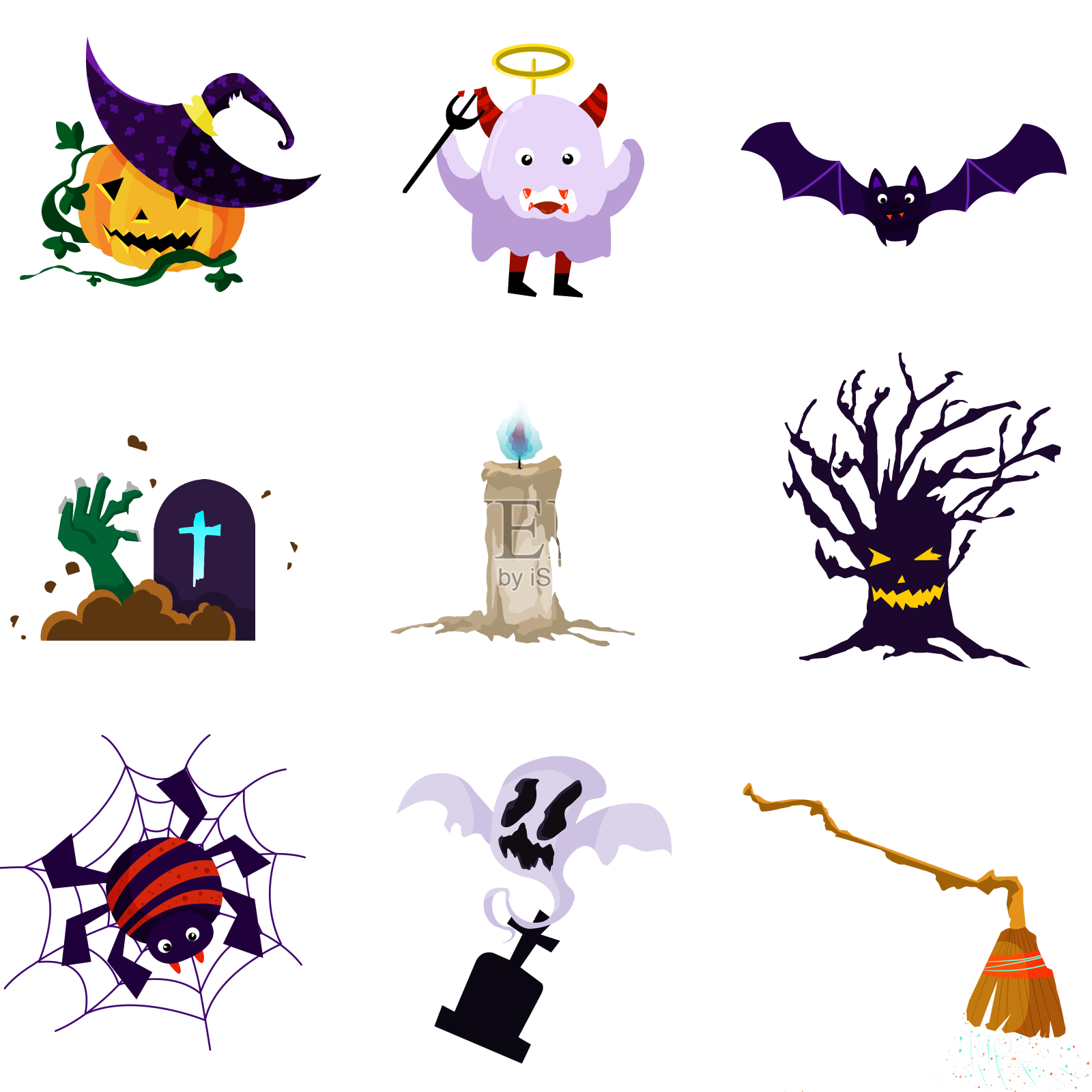 万圣节卡通九个小元素设计元素图片