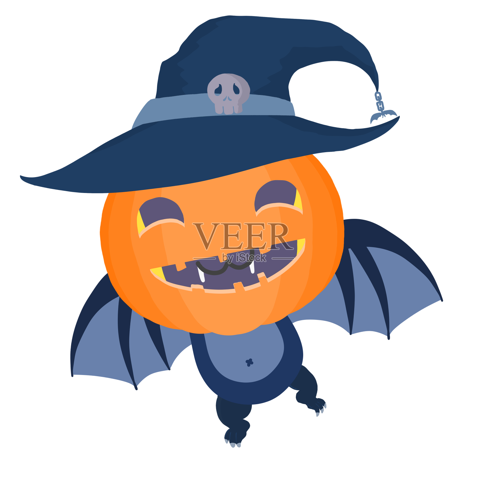 万圣节手绘元素南瓜头蝙蝠设计元素图片