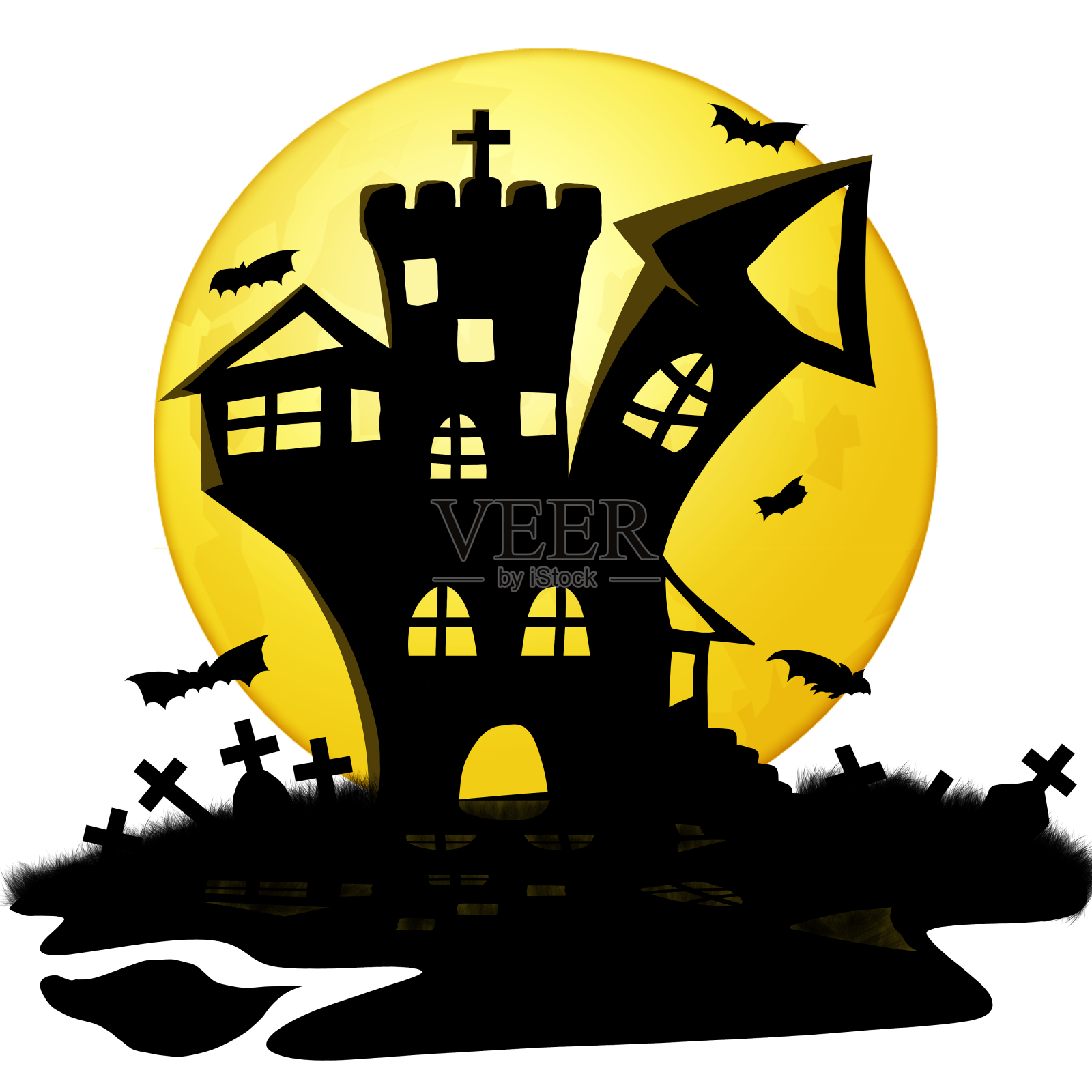 万圣节手绘元素黑暗城堡设计元素图片