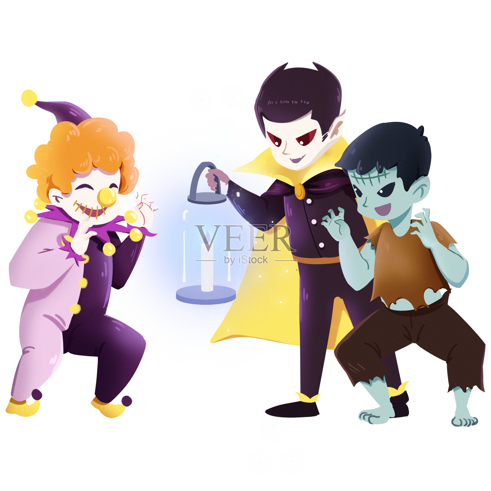 万圣节卡通儿童妖怪人物素材设计元素图片