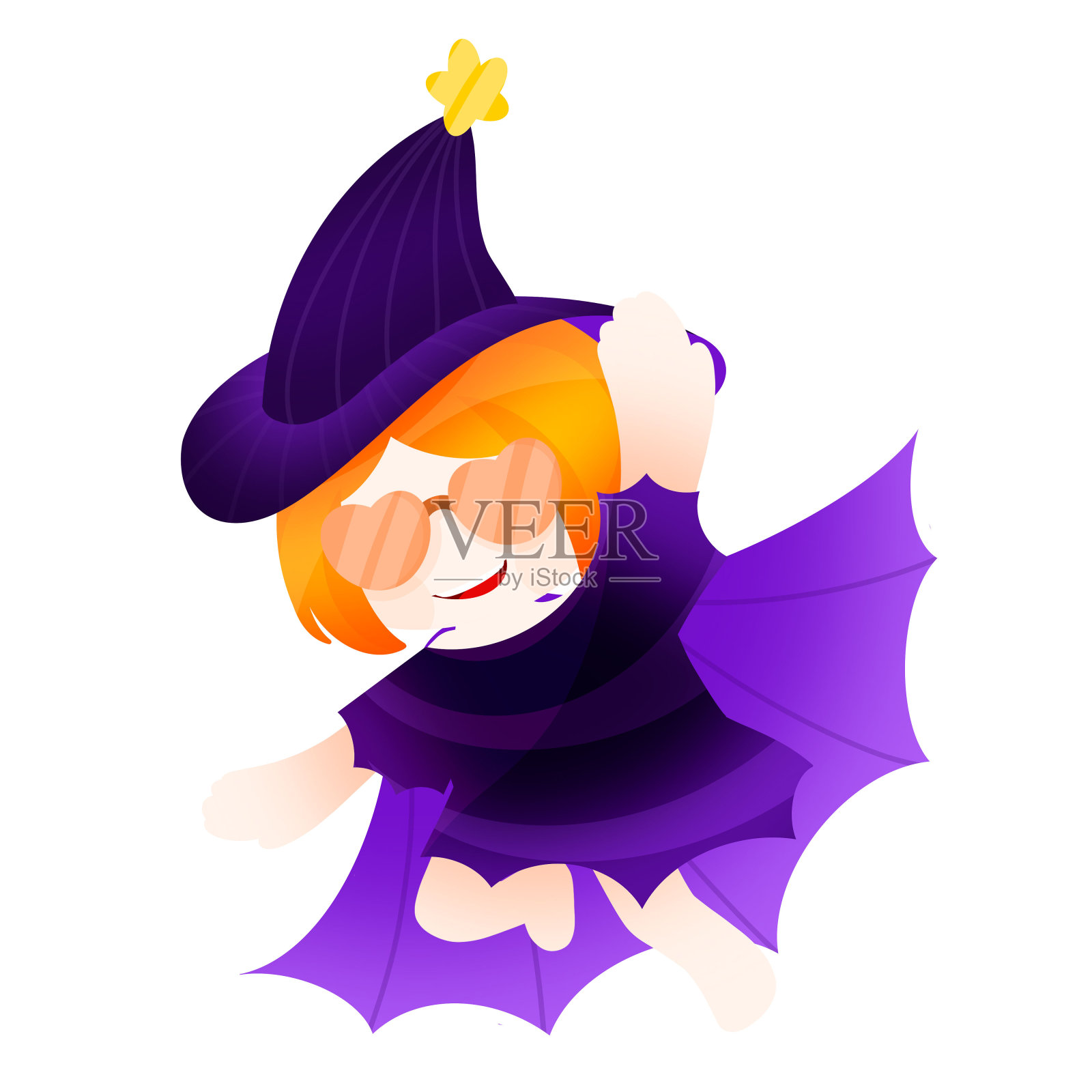 原创戴爱心眼镜的女巫万圣节设计元素图片